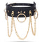 Collier punk pour femme, en simili cuir noir, chaînes multiples et anneaux en alliage métalliques