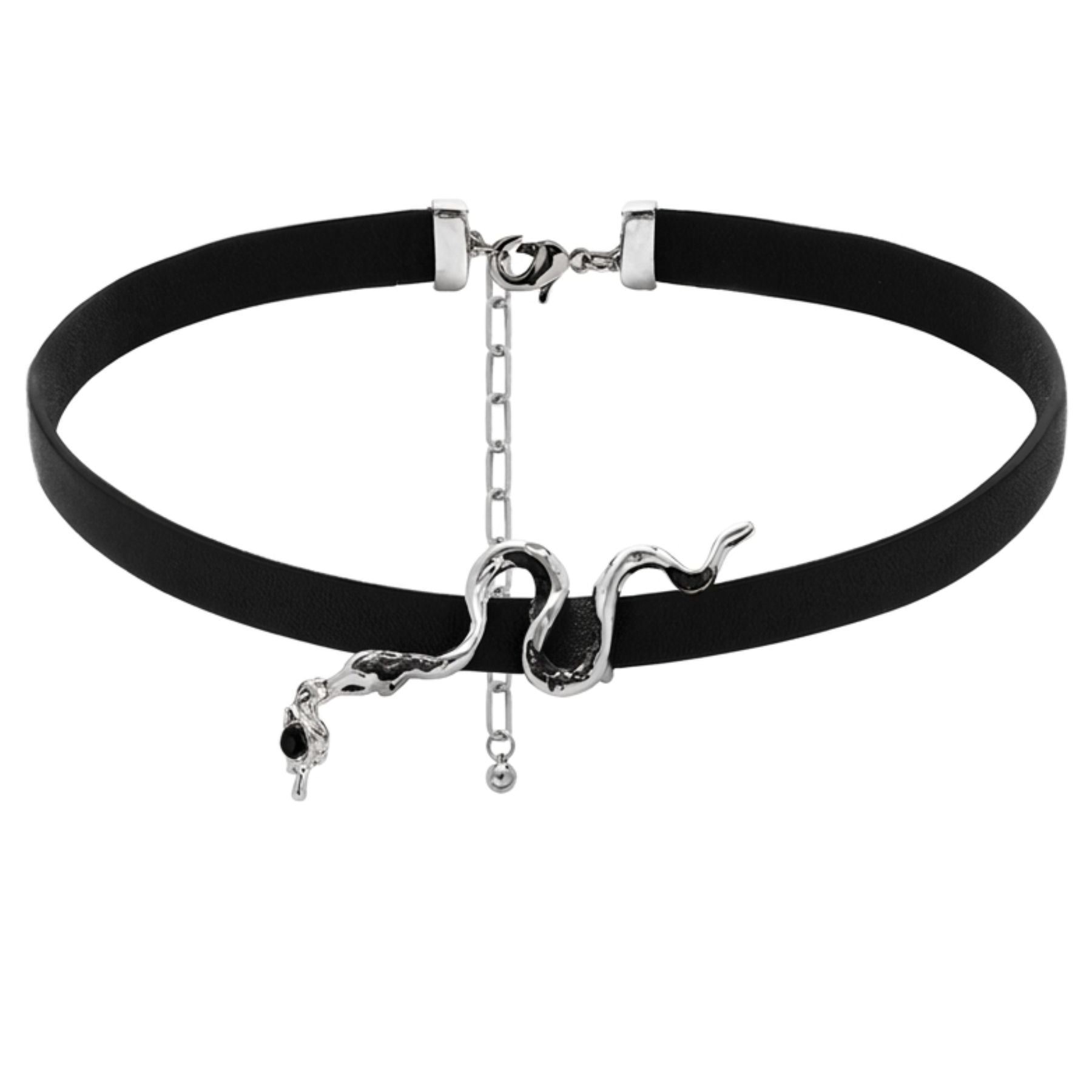 Dámský gotický choker s hadem z černé imitace kůže