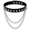 Collier ras de cou gothique pour femme, en simili cuir noir, avec double chaîne et clous coniques