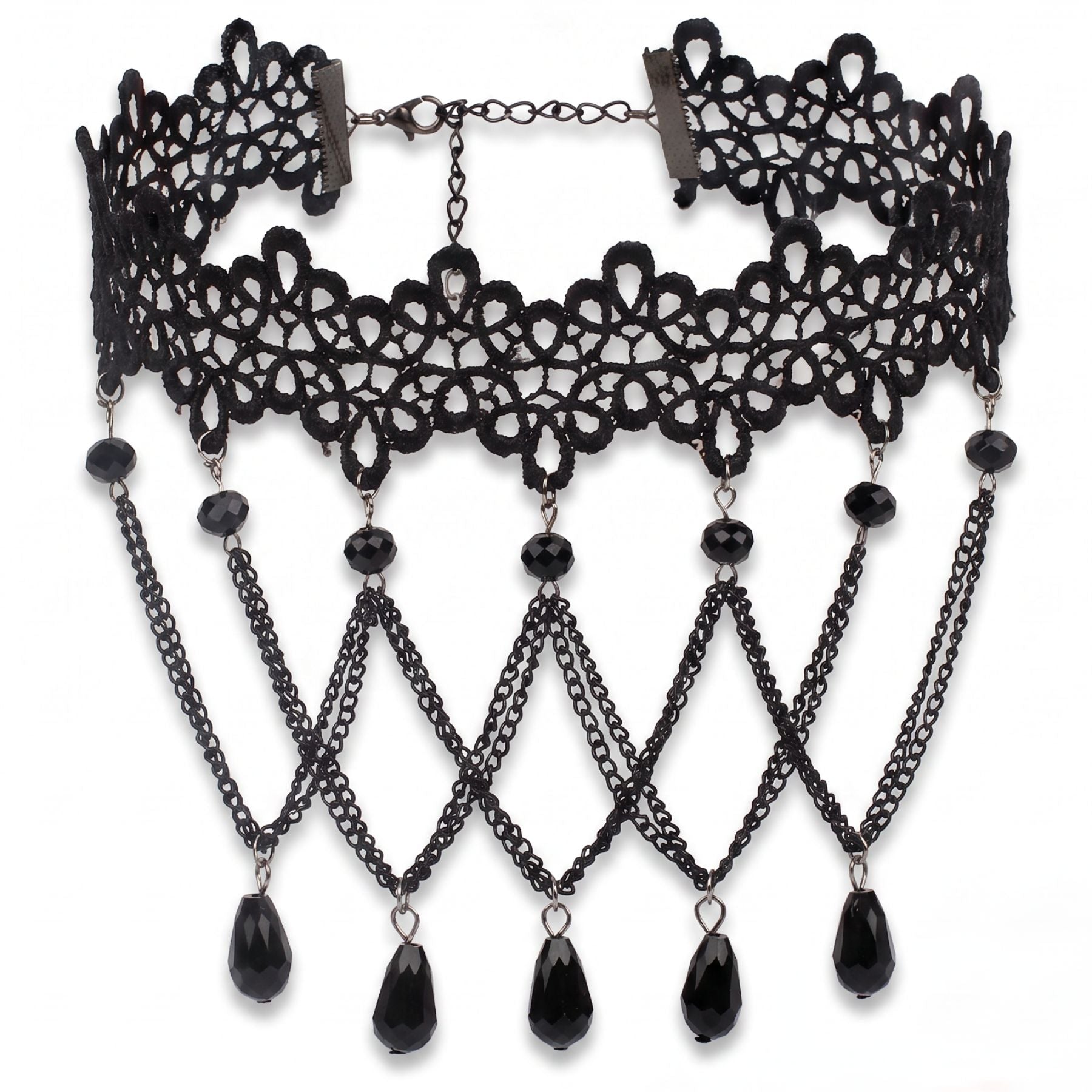 Collier ras de cou gothique victorien pour femme, en dentelle noire
