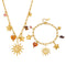 Parure de bijoux bohème pour femme, collier et bracelet en acier inoxydable doré, charms soleil