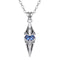 Collier pendentif géométrique pour homme, en cuivre argenté, avec pierre bleue facettée