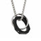 Collier pendentif double anneaux entrelacés pour homme, en acier inoxydable, gravé LOVE avec cristal scintillant
