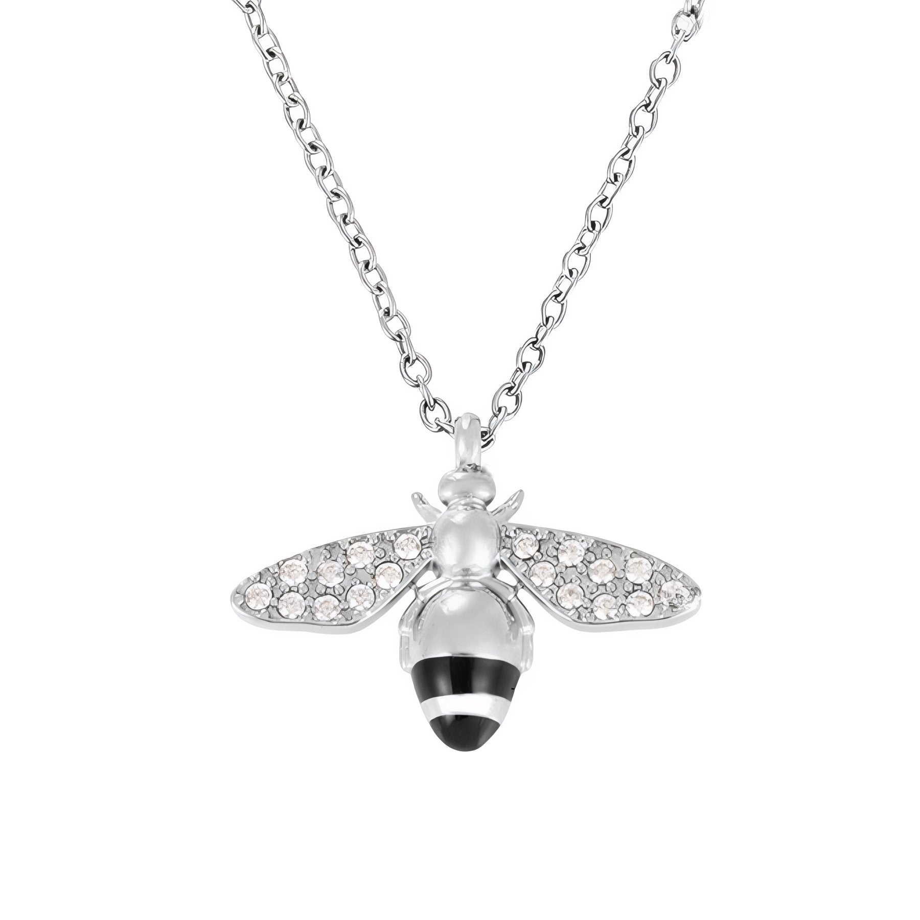 Collier pendentif abeille, maille forçat en acier inoxydable plaqué or 18K, zircon scintillant