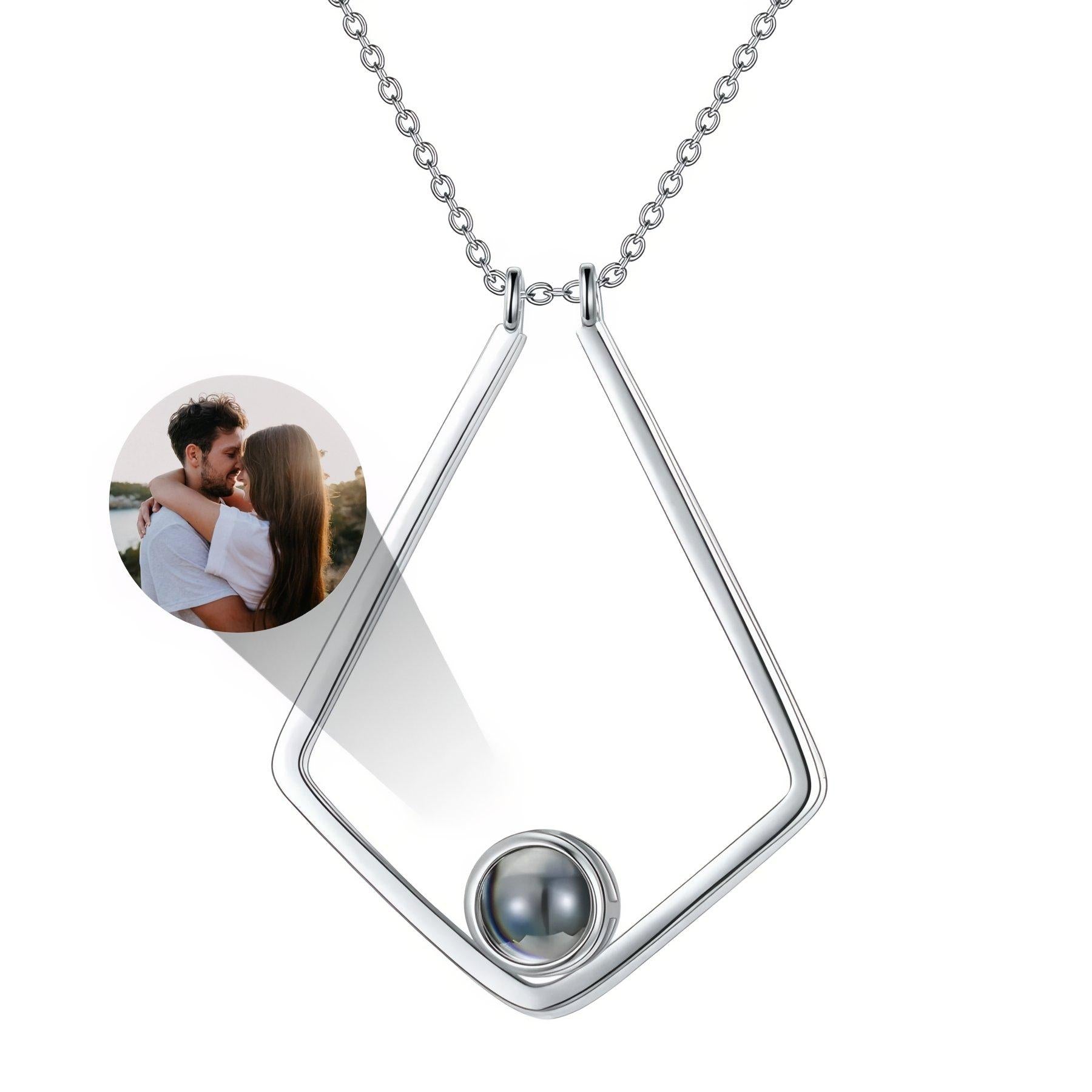 Collier porte bague pour femme, avec pendentif personnalisable avec photo projetée, en acier inoxydable