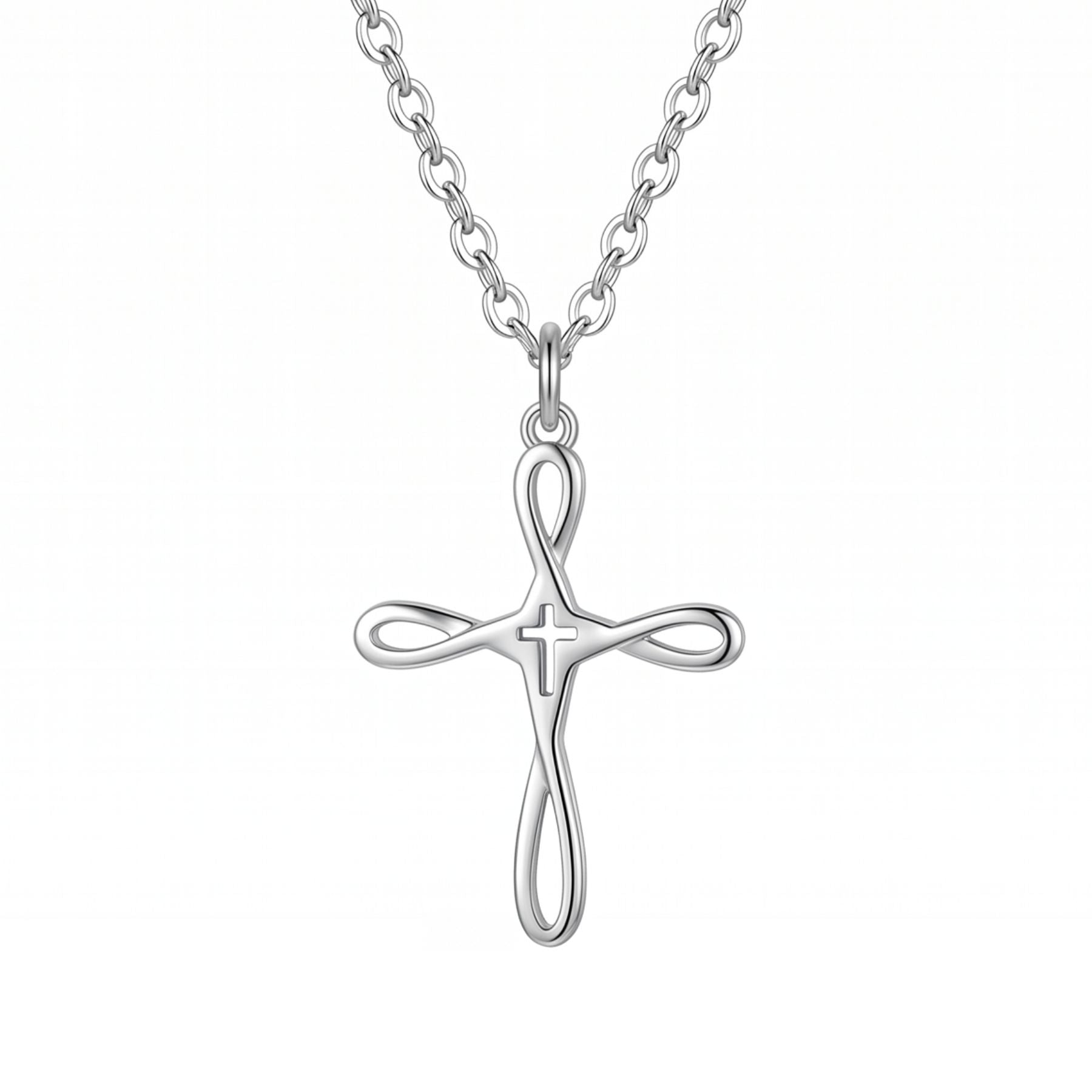 Collier croix infini pour femme, en argent 925, style minimaliste