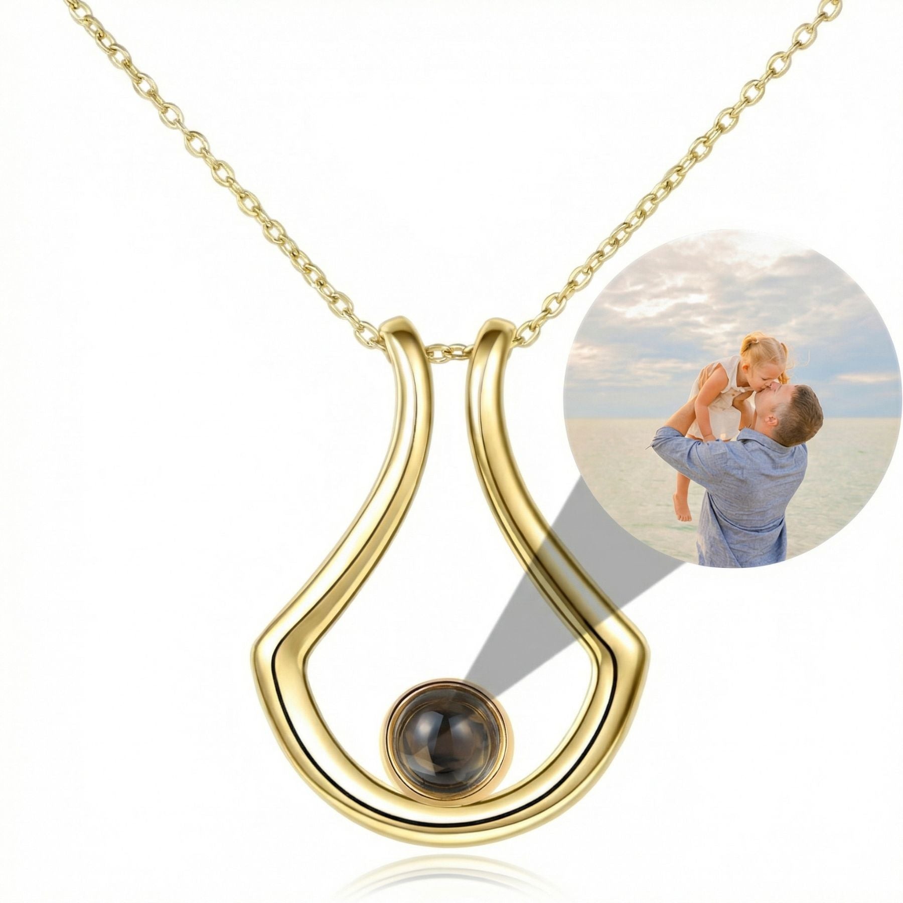 Collier porte bague pour femme, avec pendentif personnalisable avec projection photo, en acier inoxydable