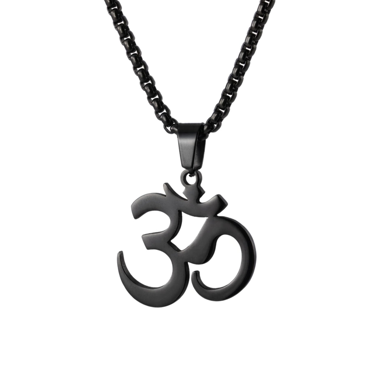 Collier symbole Om mixte, en acier inoxydable, symbole spirituel