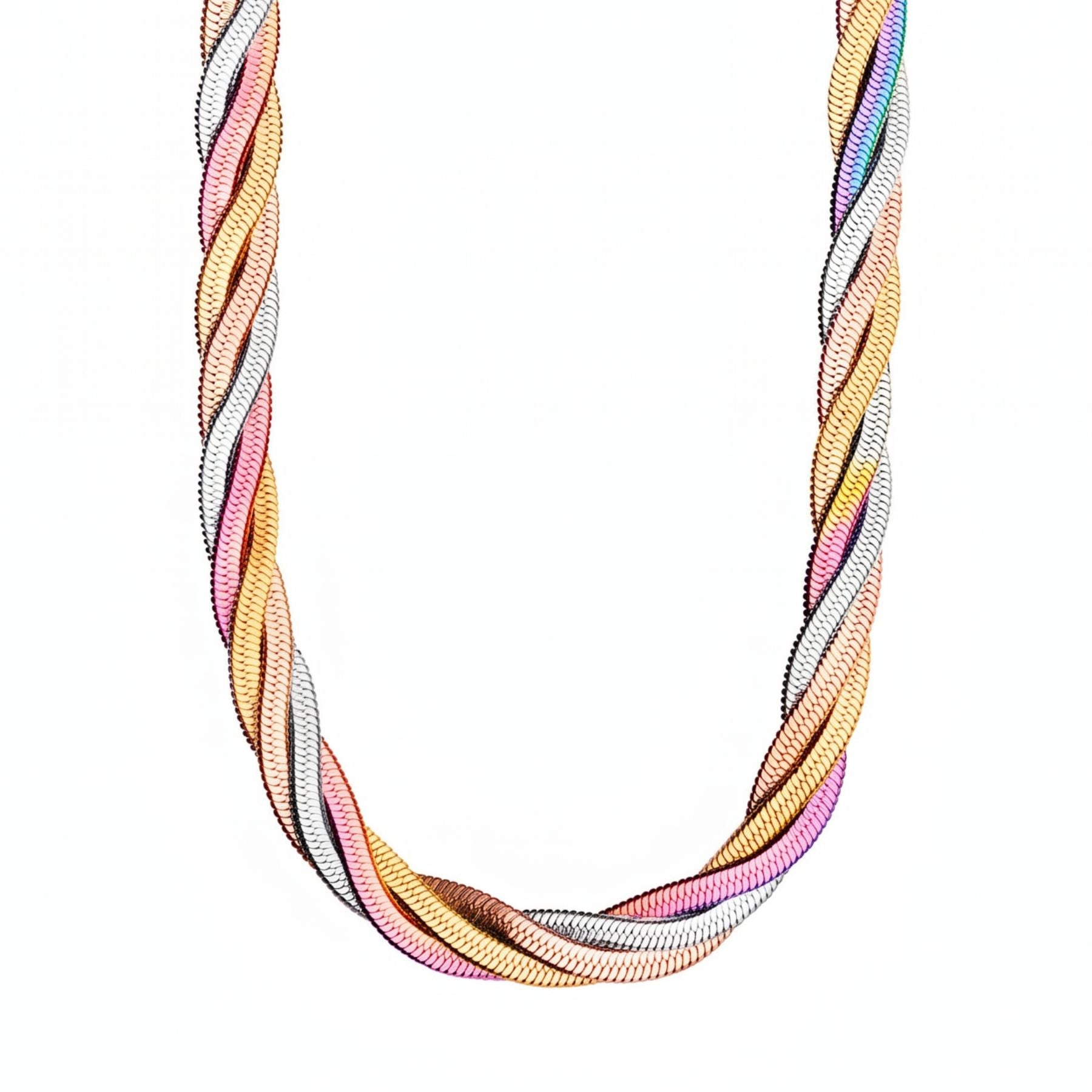 Collier serpent tressée pour femme, en acier inoxydable, style tendance