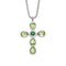 Collana con croce da donna, in acciaio inox argentato, ciondolo incastonato con zirconi colorati a forma di goccia