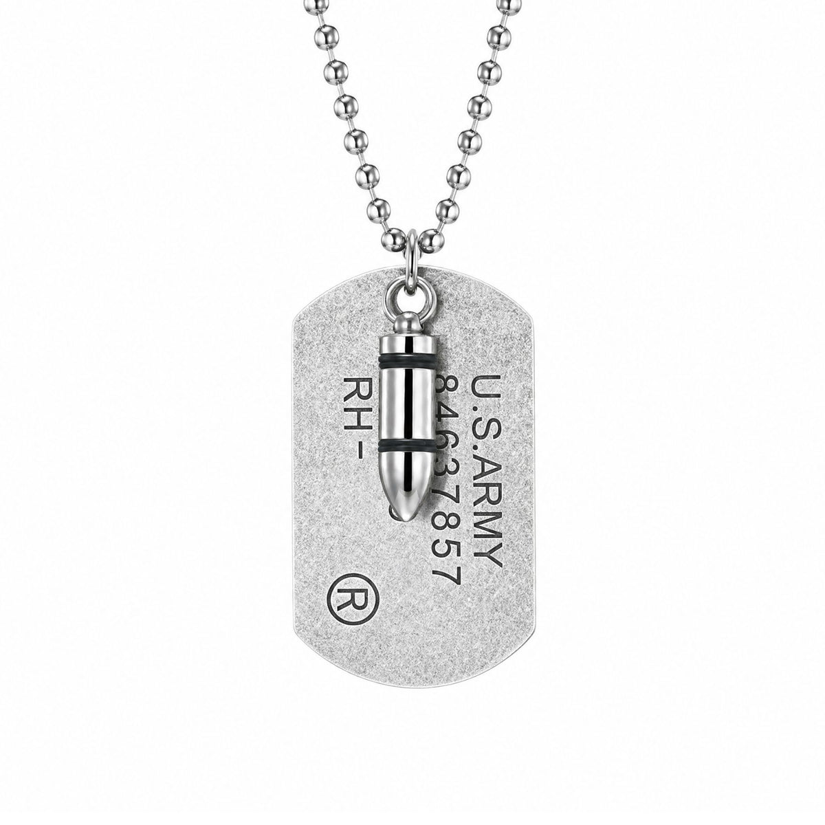 Collier plaque militaire U.S. ARMY pour homme, en acier titane, pendentif cartouche et inscription américaine, chaîne à billes