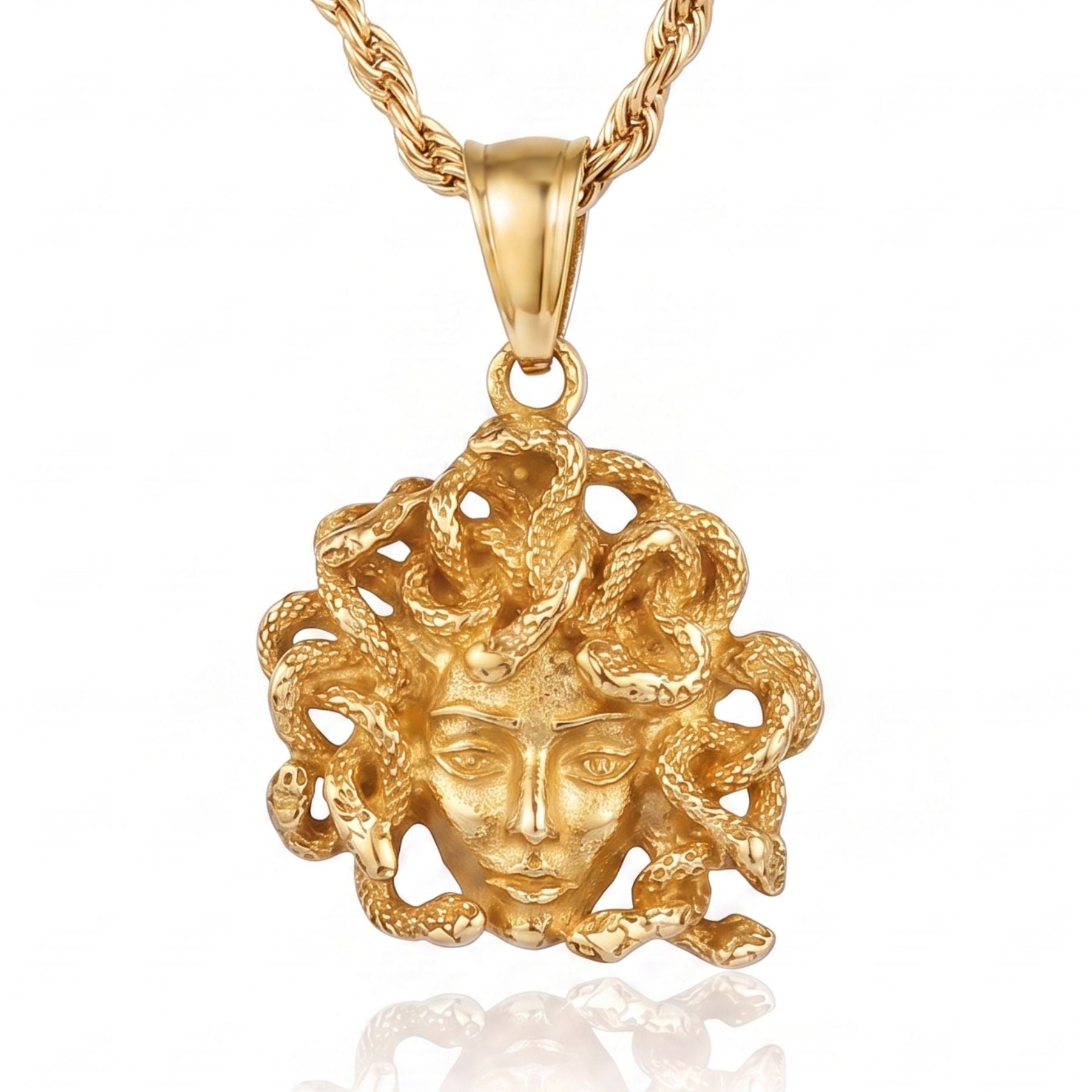 Collier medusa pour homme, en acier inoxydable, avec pendentif tête de serpent