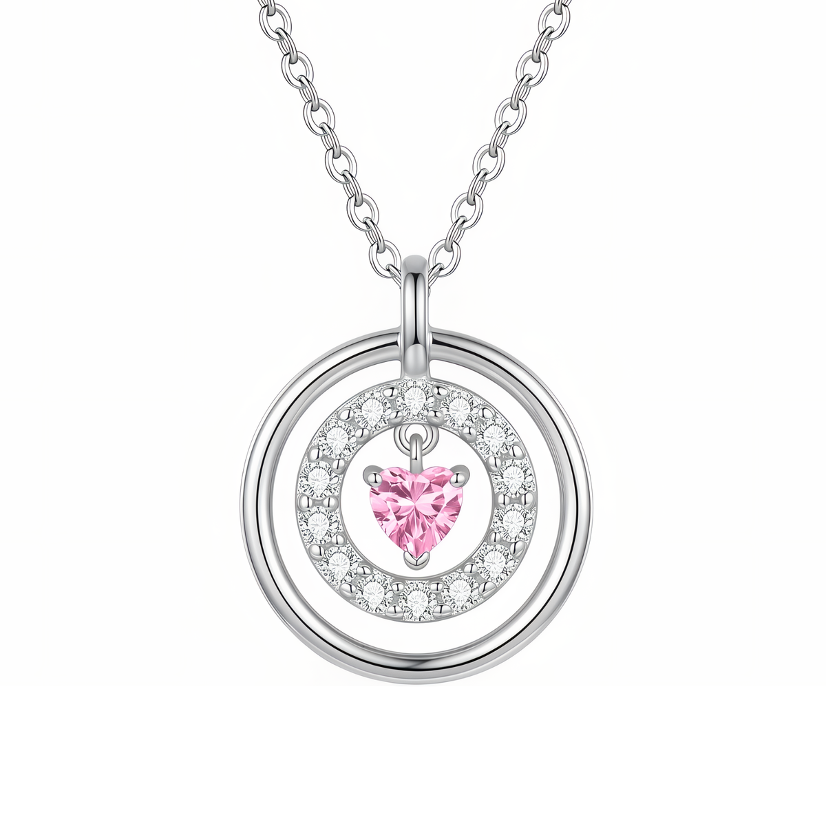Collier pendentif circulaire  pour femme, en argent 925, style élégant