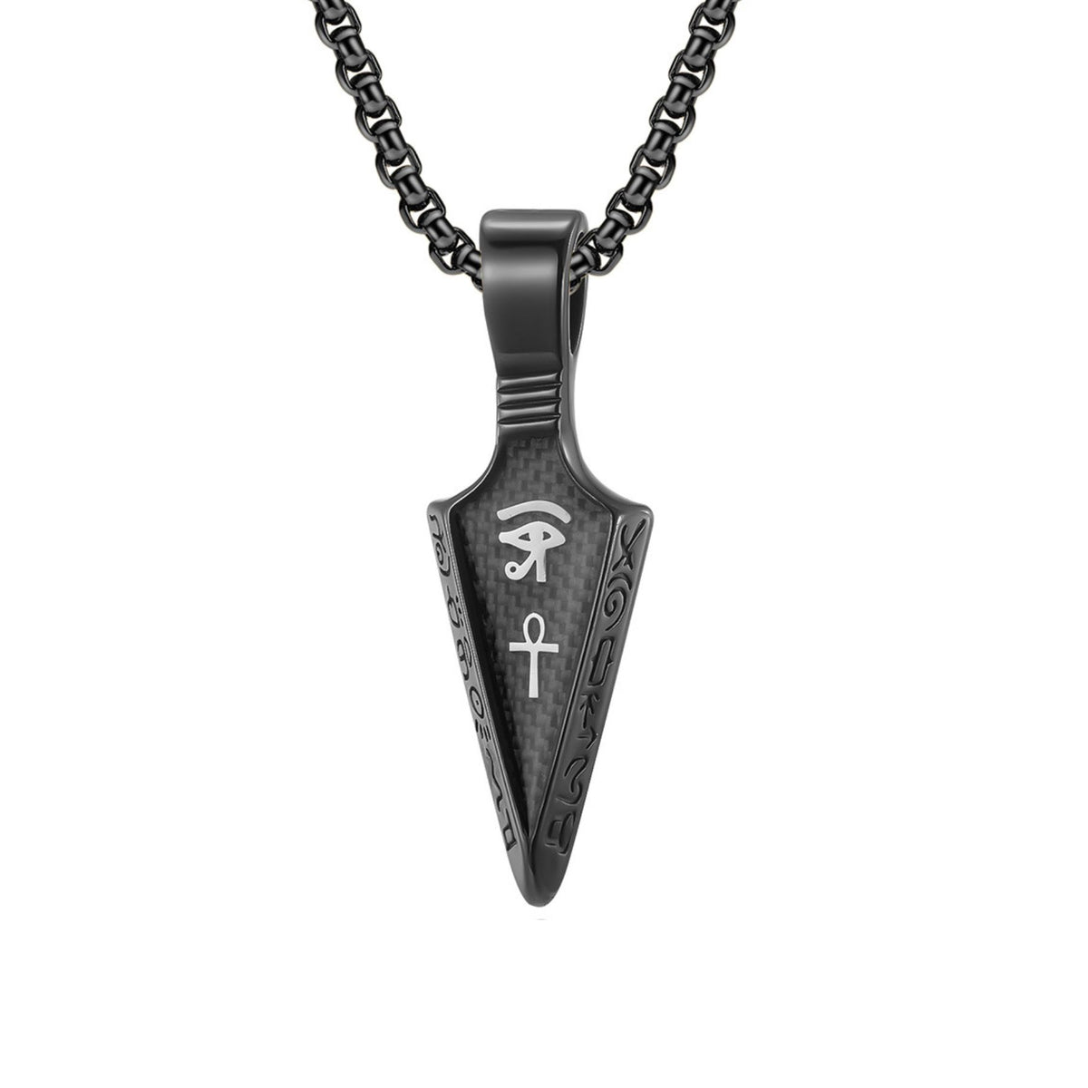 Pánský náhrdelník s egyptskými symboly Oko Horovo, z nerezové oceli, starožitný design