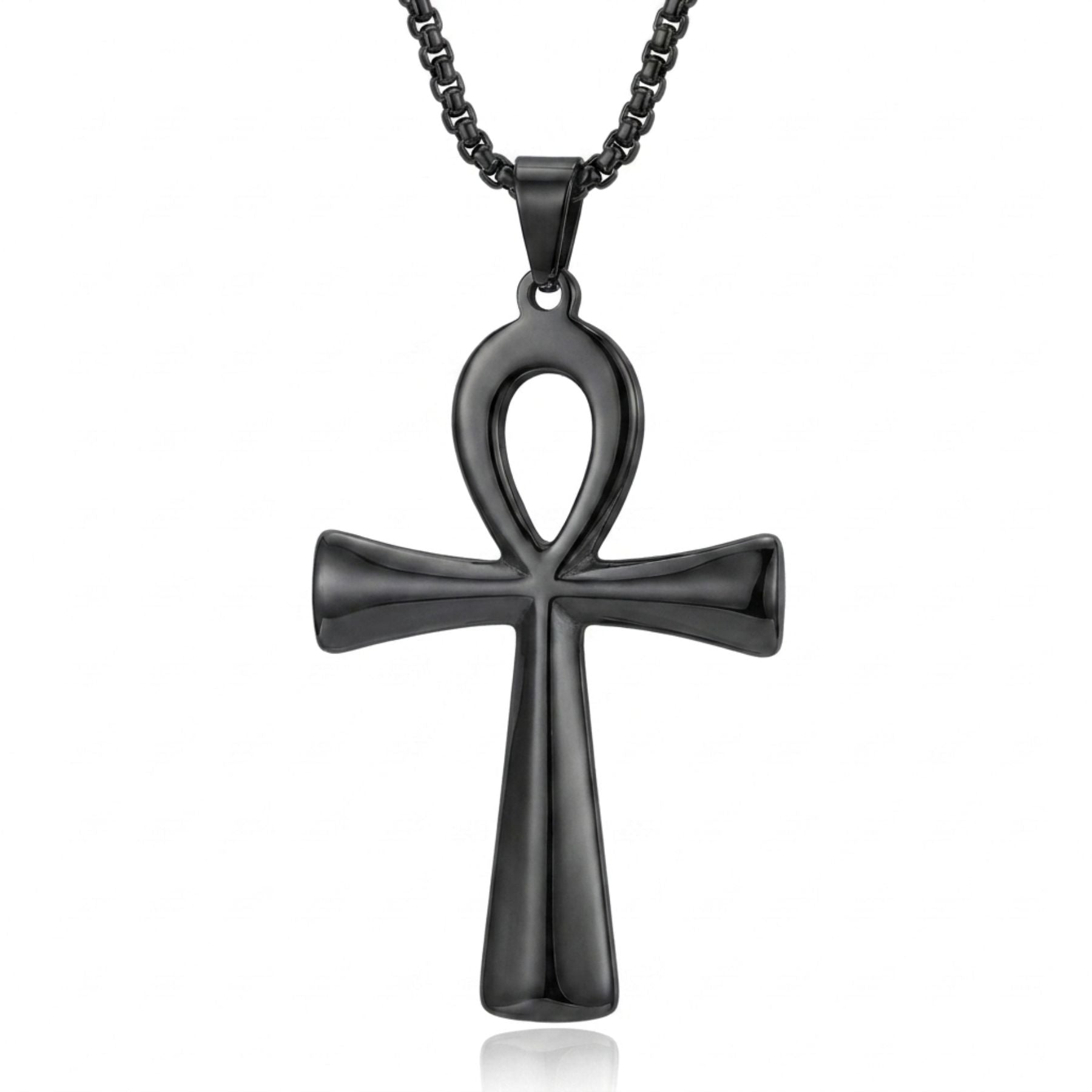 Collier ankh unisexe, en acier inoxydable, avec pendentif croix égyptienne