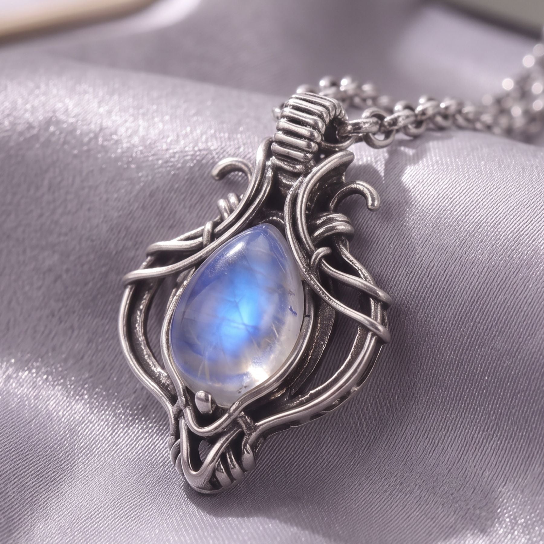 Hexen-Halskette mit Opal für Damen, aus Zinklegierung, im Vintage-Stil