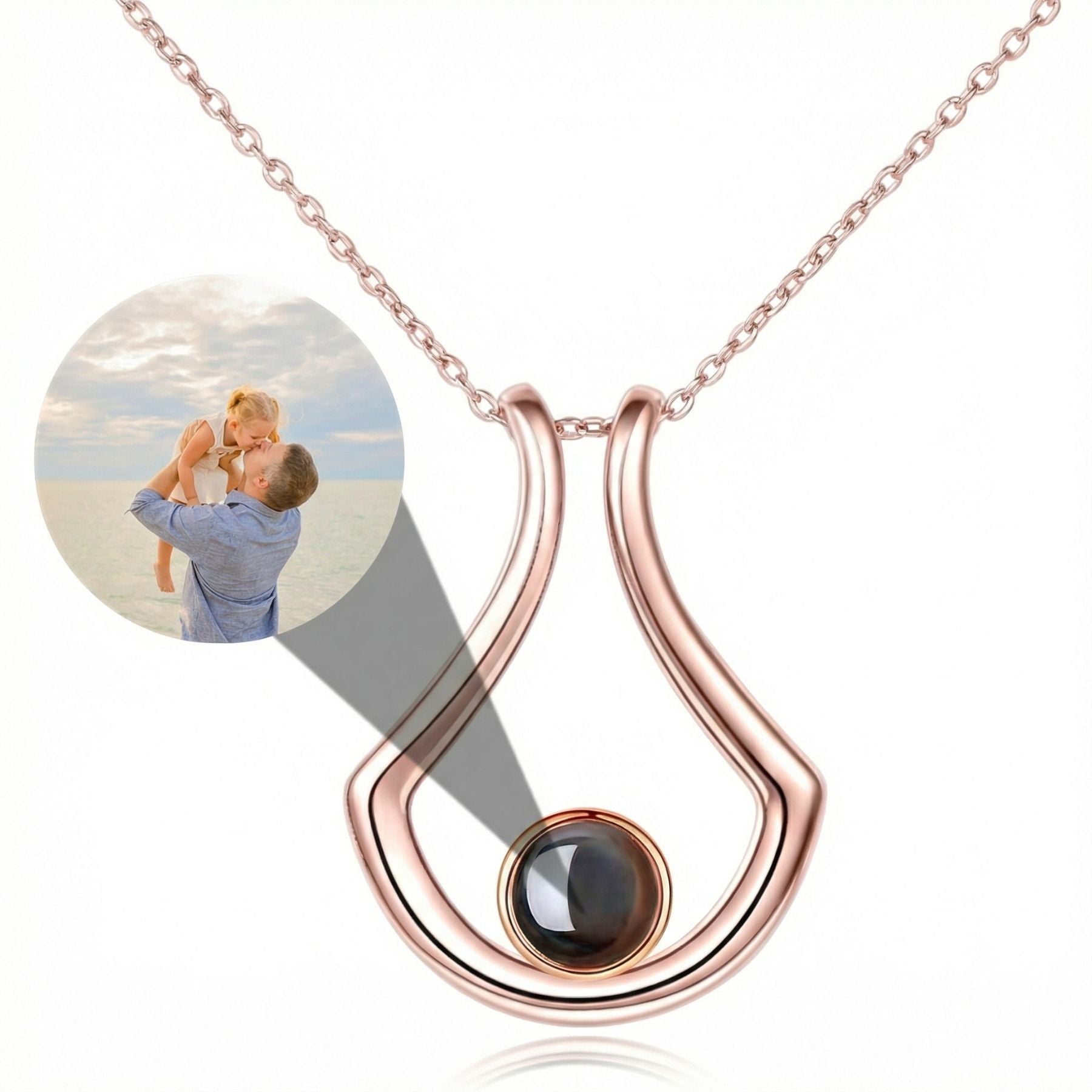 Collier porte bague pour femme, avec pendentif personnalisable avec projection photo, en acier inoxydable