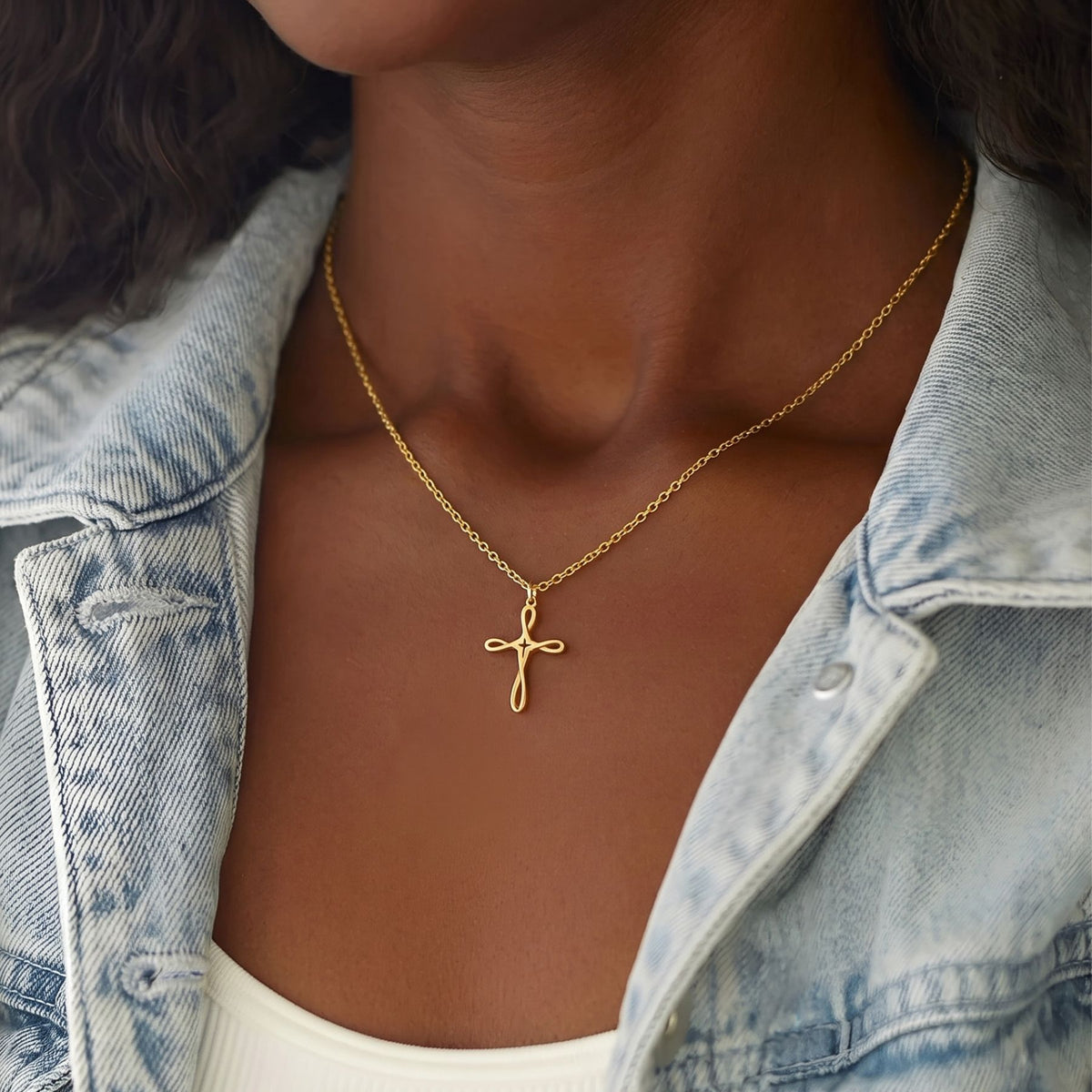 Collier croix infini pour femme, en argent 925, style minimaliste