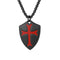 Collana da uomo con croce e scudo, in acciaio inossidabile, stile medievale