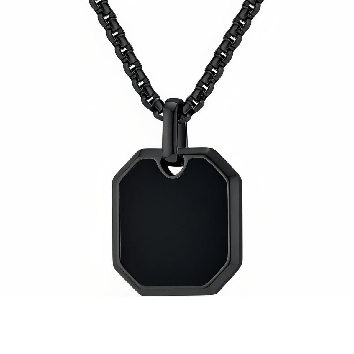 Collier plaque octogonale pour homme, en acier inoxydable, pendentif géométrique au design minimaliste