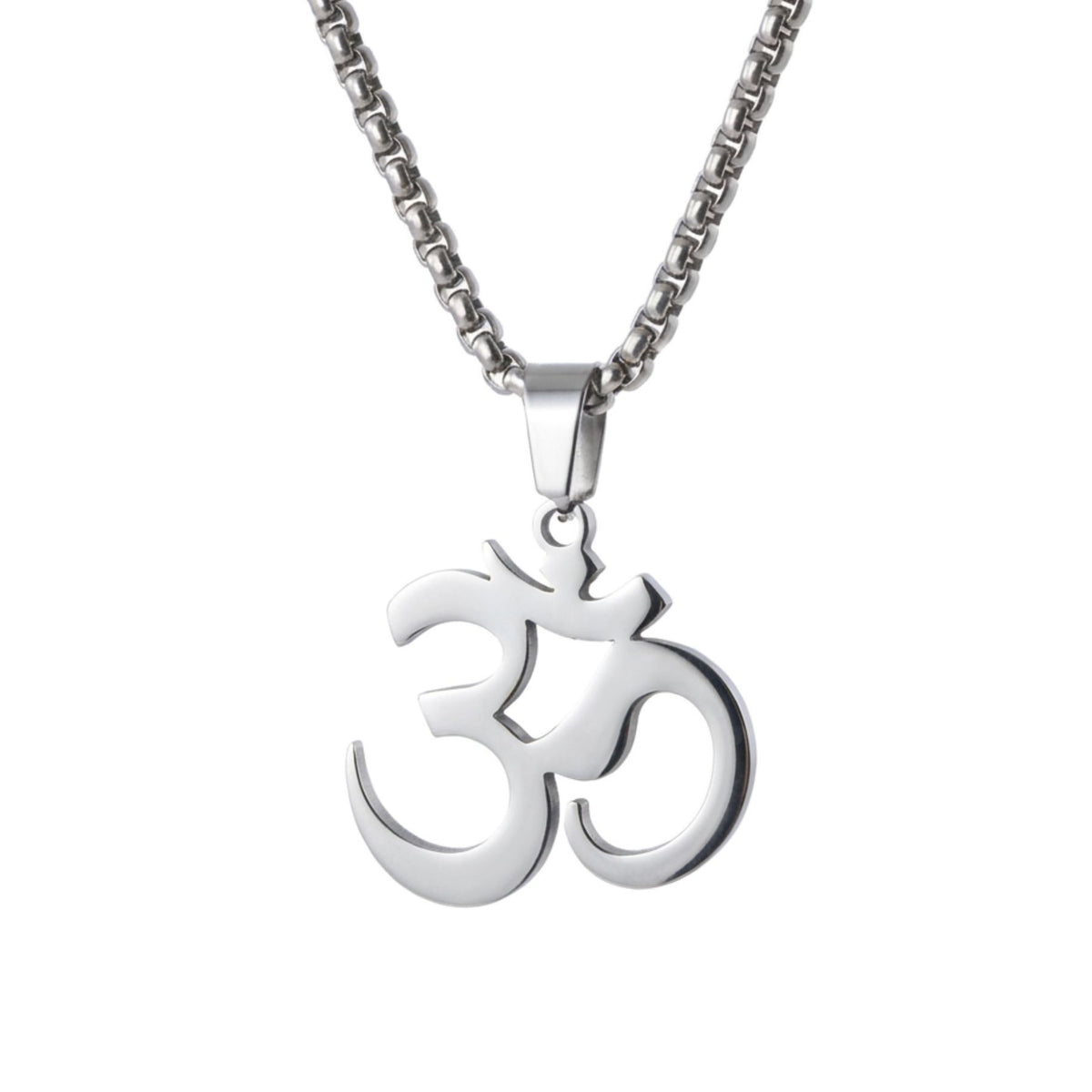 Collier symbole Om mixte, en acier inoxydable, symbole spirituel
