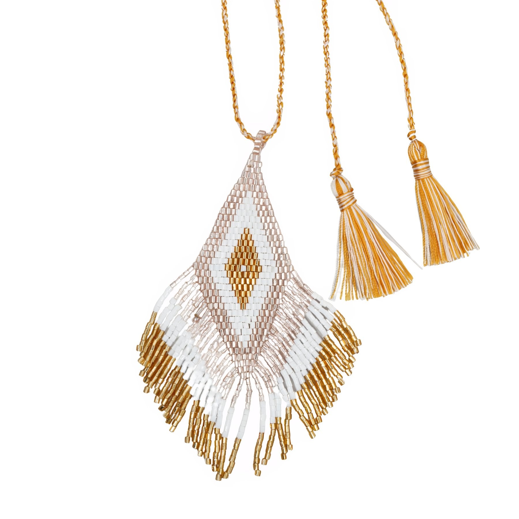 Collier bohème long pour femme, pendentif losange coloré et franges, en perles de verre Miyuki