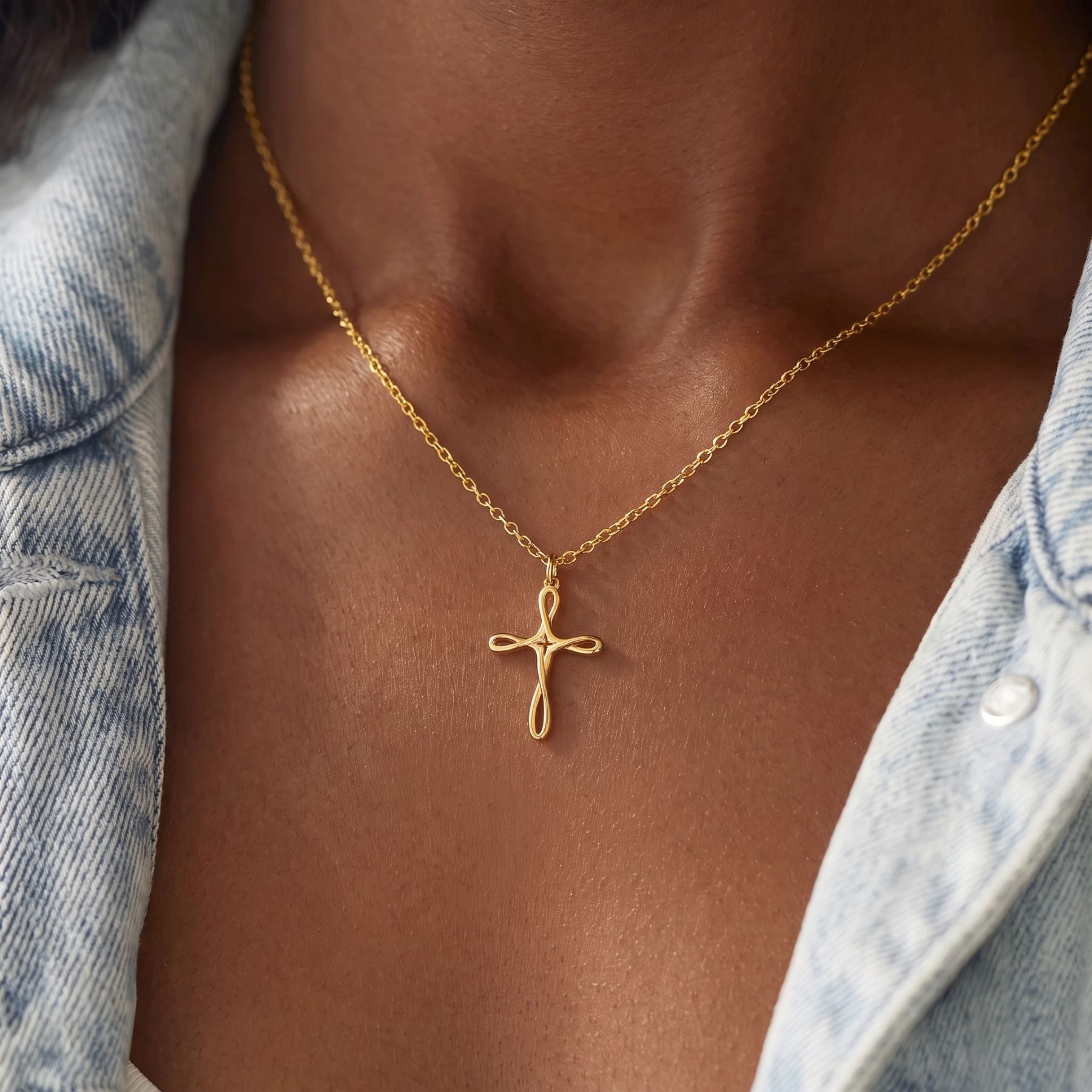Collier croix infini pour femme, en argent 925, style minimaliste