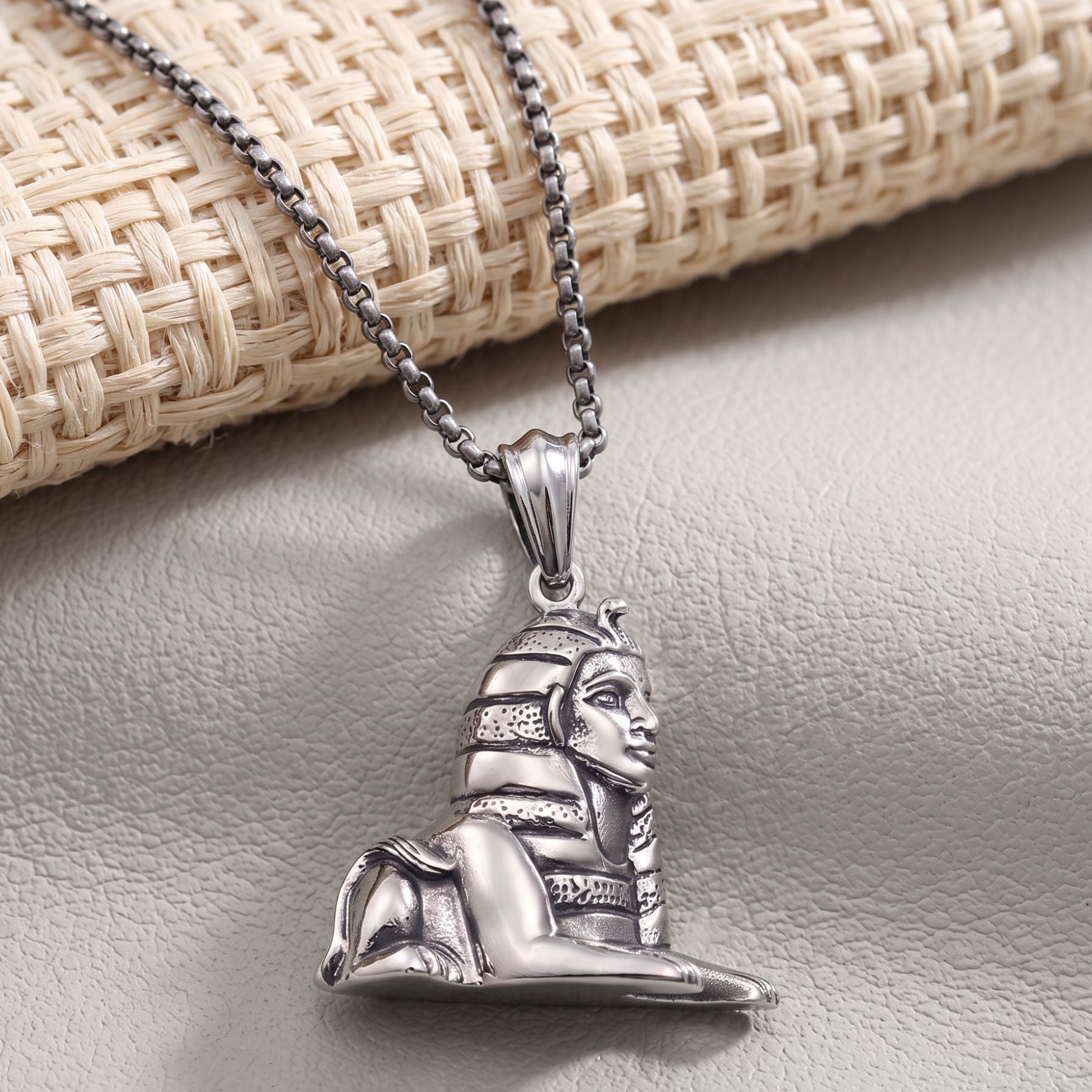Staroegyptský náhrdelník pro muže, ze stříbrné nerezové oceli, gotický styl