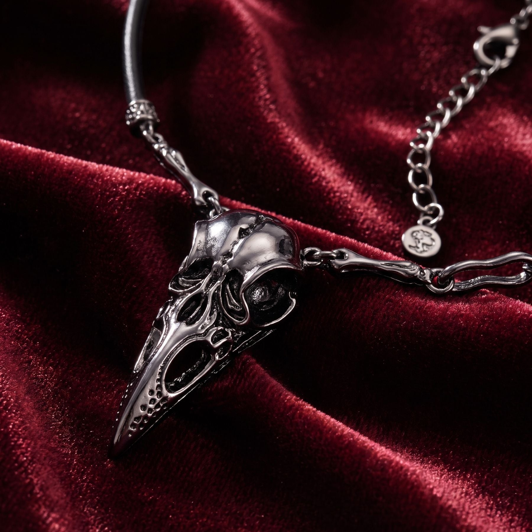 Collier crâne de corbeau pour femme, en alliage de zinc, ras de cou style gothique