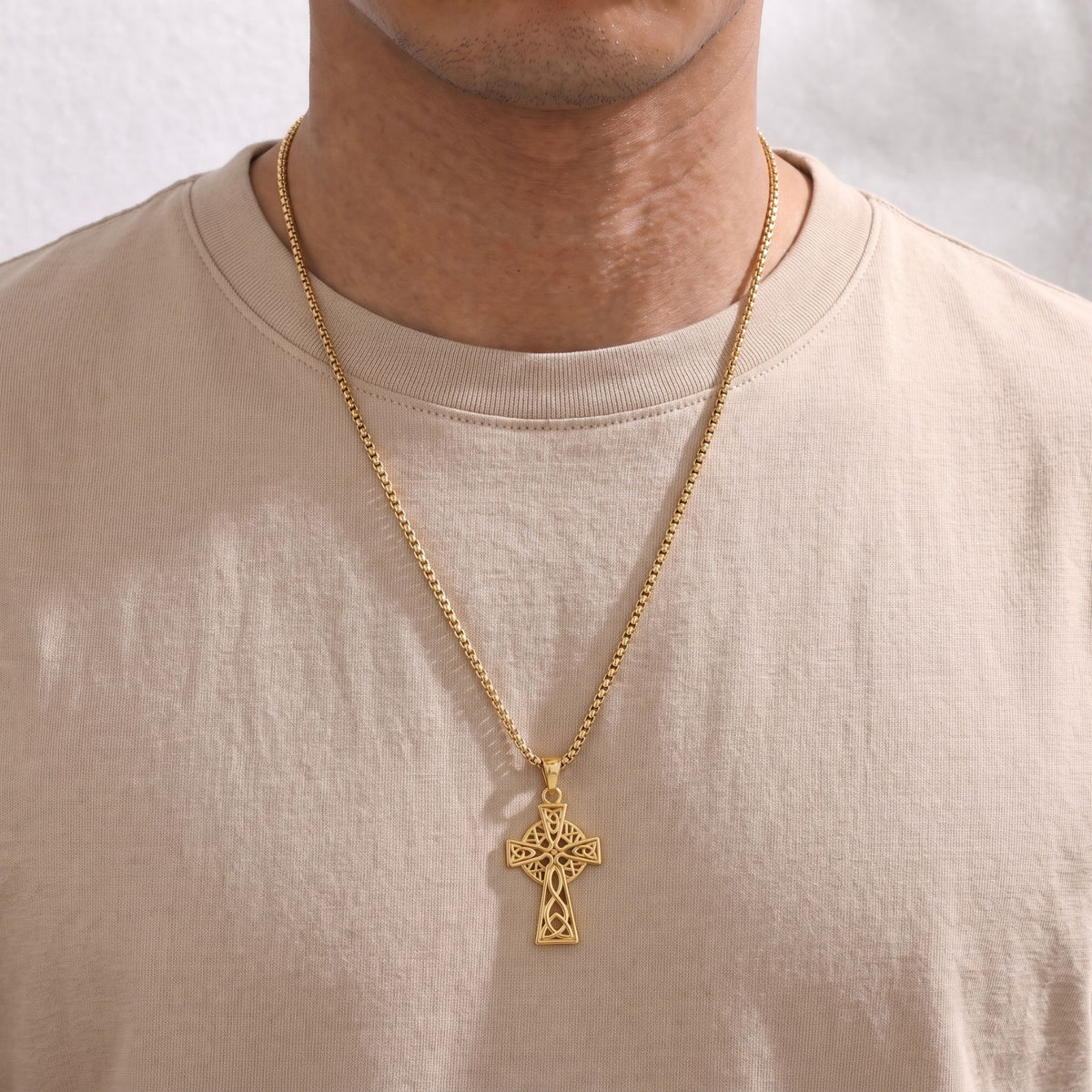 Collier croix celtique pour homme, en acier inoxydable, style viking