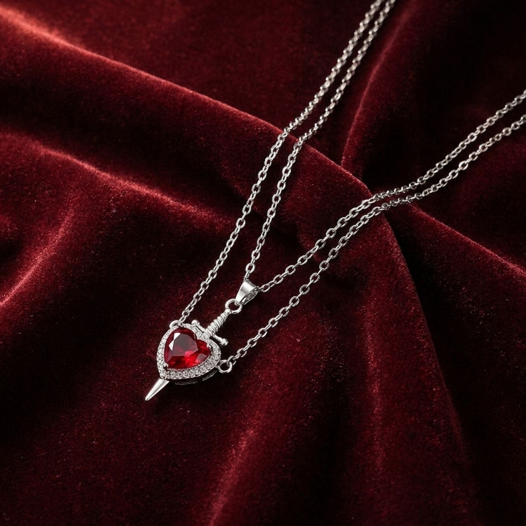 Collier 2 en 1 dark romance pour femme, en alliage de zinc, multi-pendentifs cœur et poignard