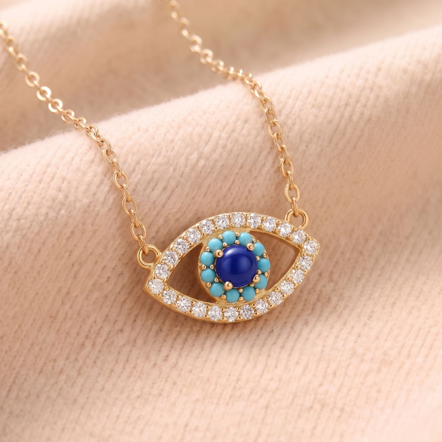 Collier mauvais oeil pour femme, en argent 925, avec zircons scintillants