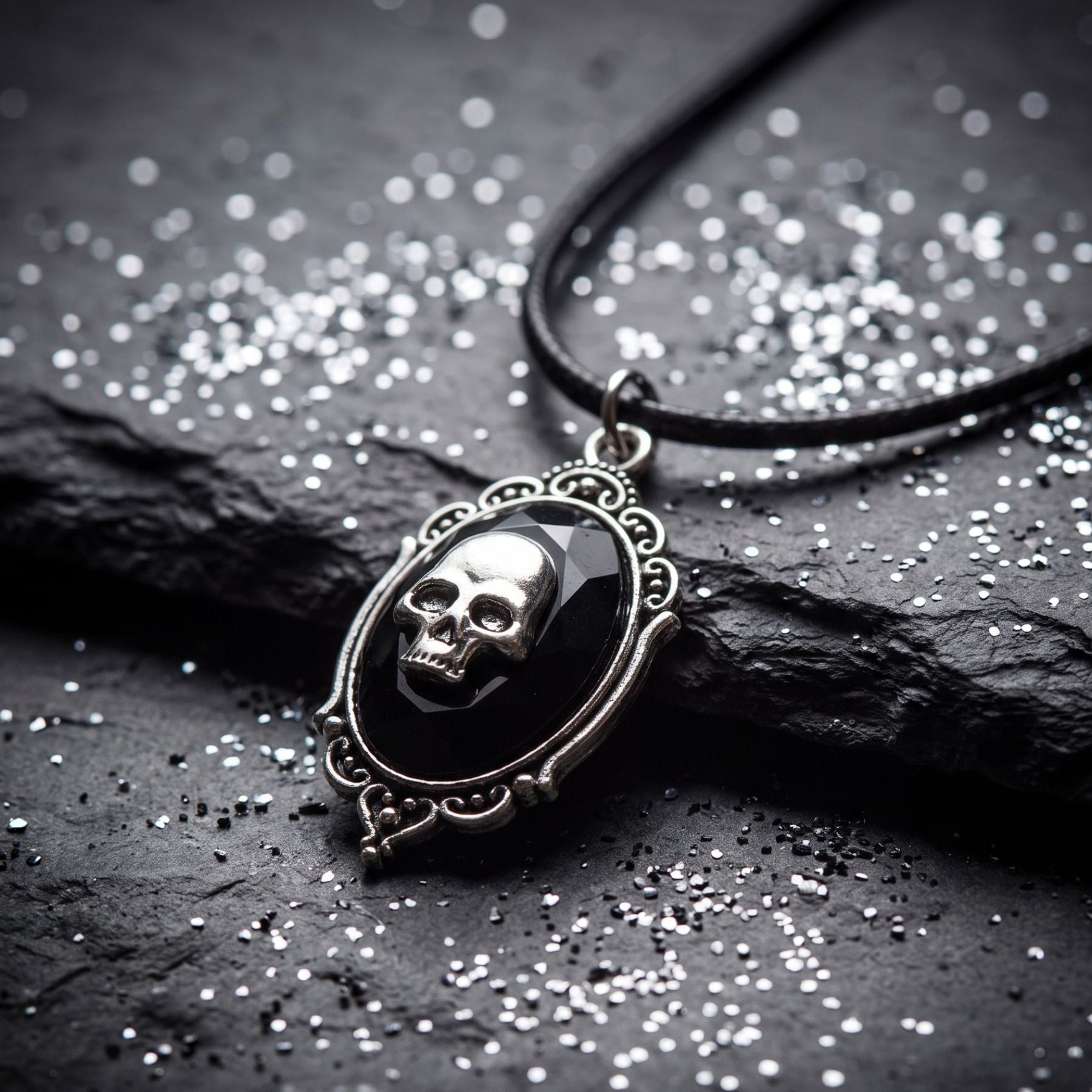 Viktorianische Totenkopf-Halskette für Damen, aus Zinklegierung, im Gothic-Stil