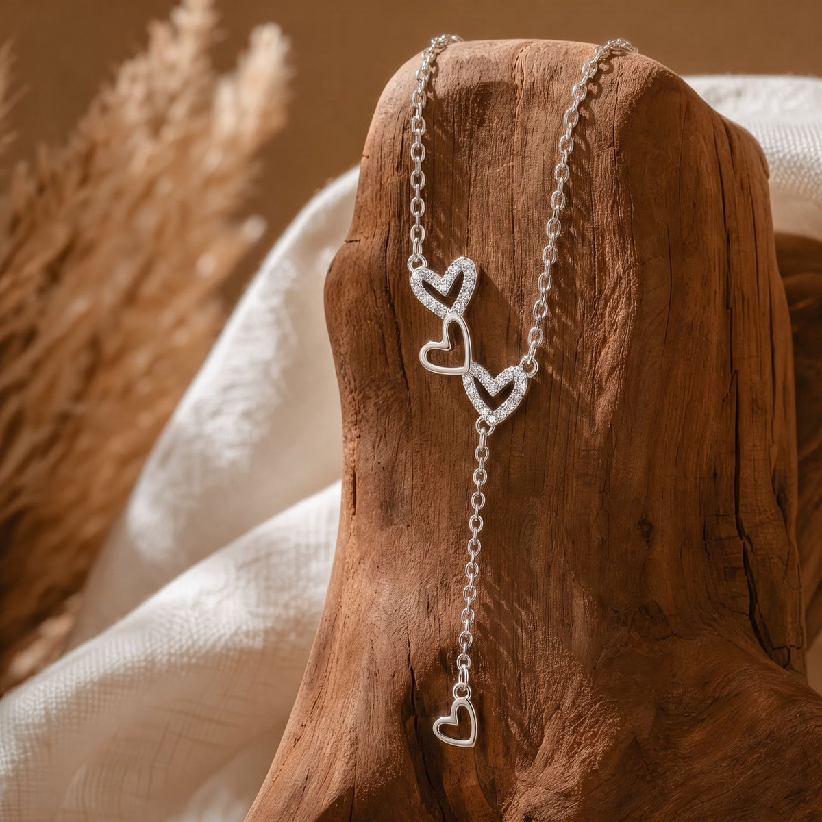 Collier cravate cœur pour femme, en argent 925, avec zircons scintillants