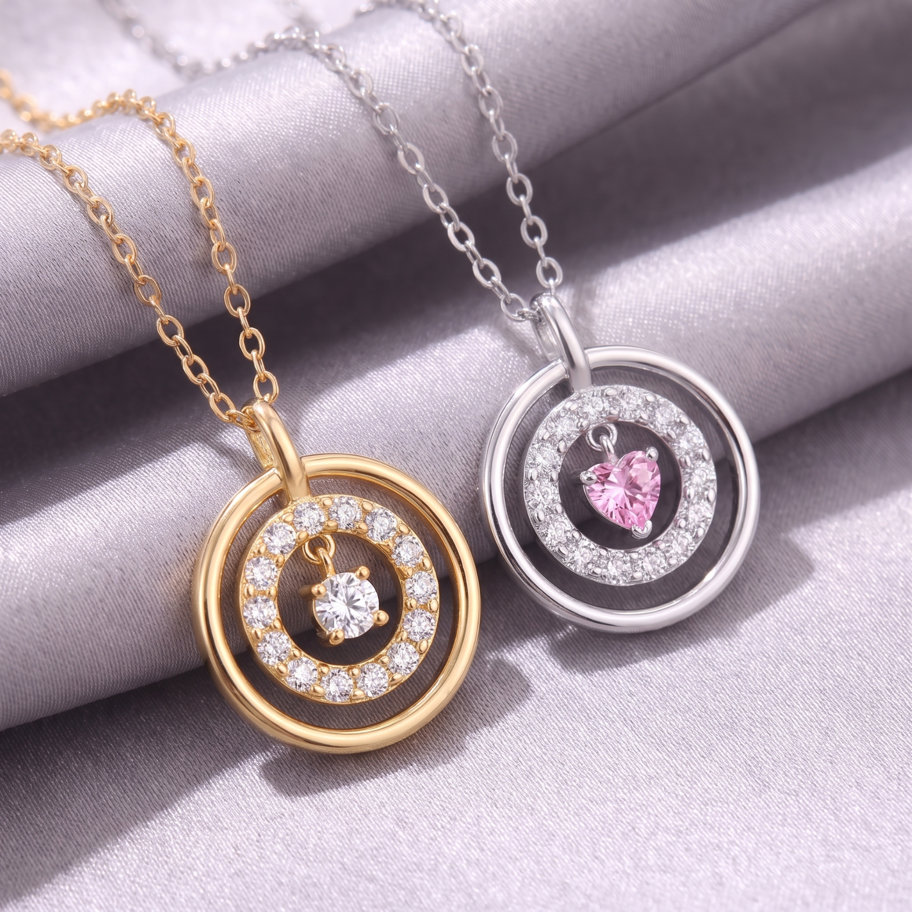 Collier pendentif circulaire  pour femme, en argent 925, style élégant