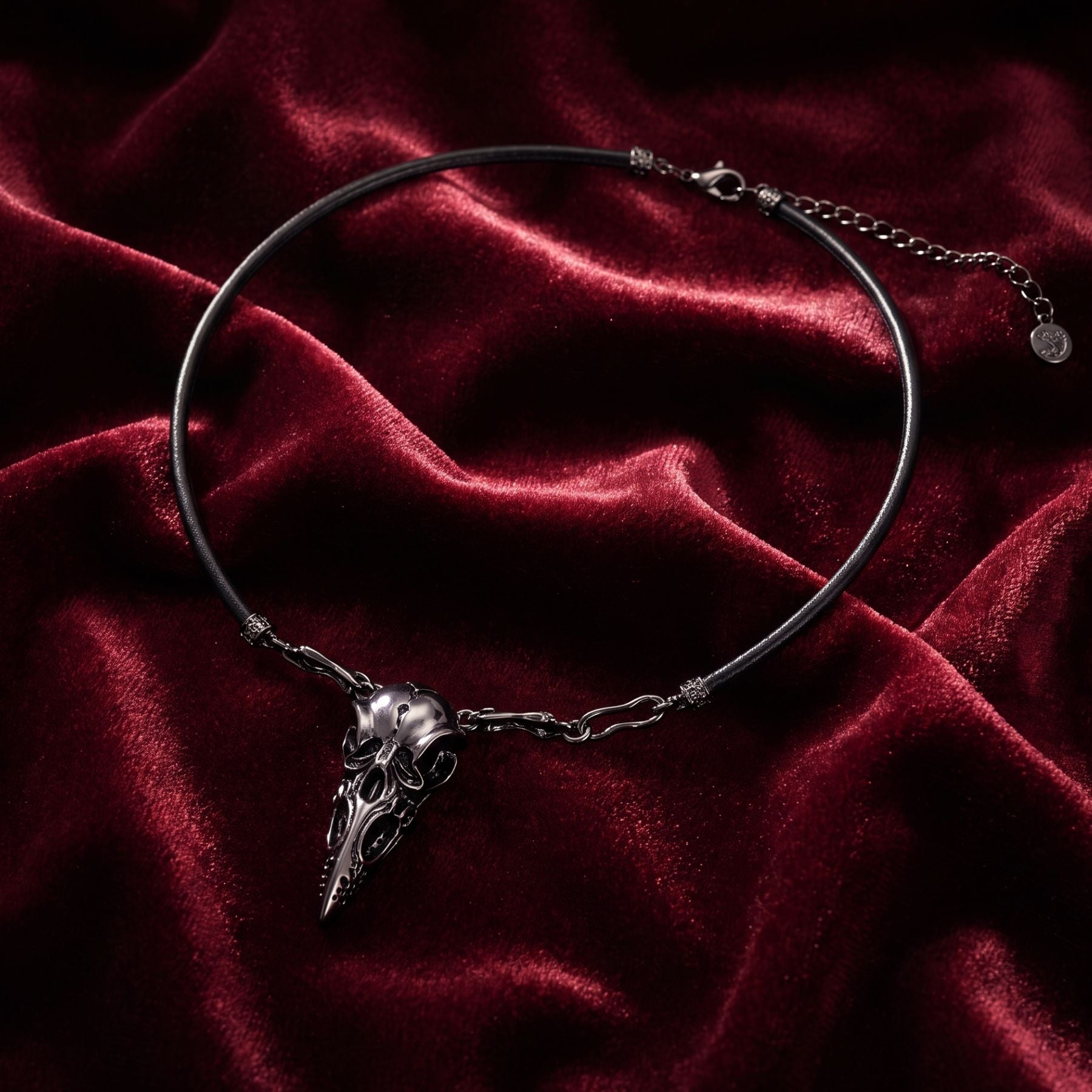 Collier crâne de corbeau pour femme, en alliage de zinc, ras de cou style gothique
