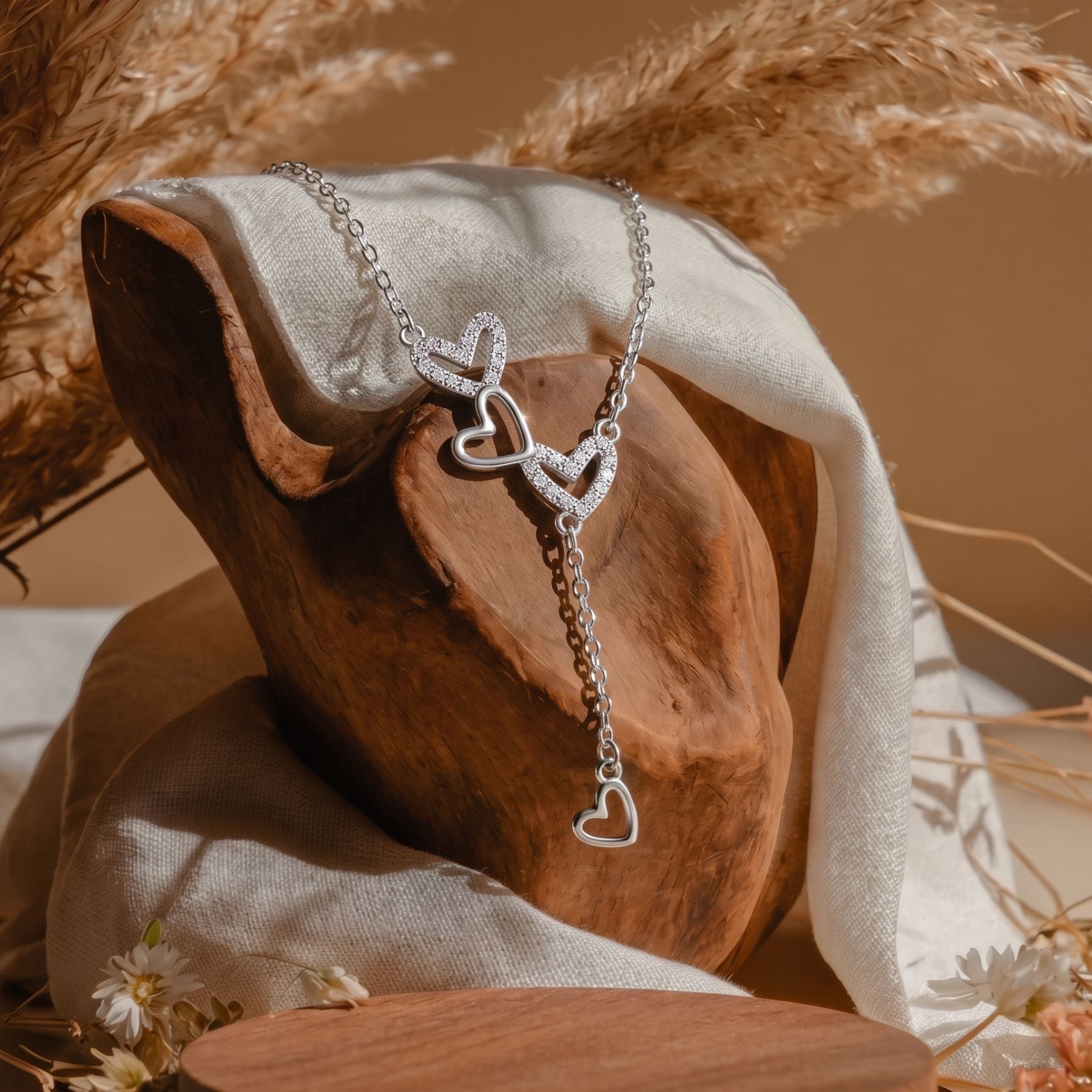 Collier cravate cœur pour femme, en argent 925, avec zircons scintillants