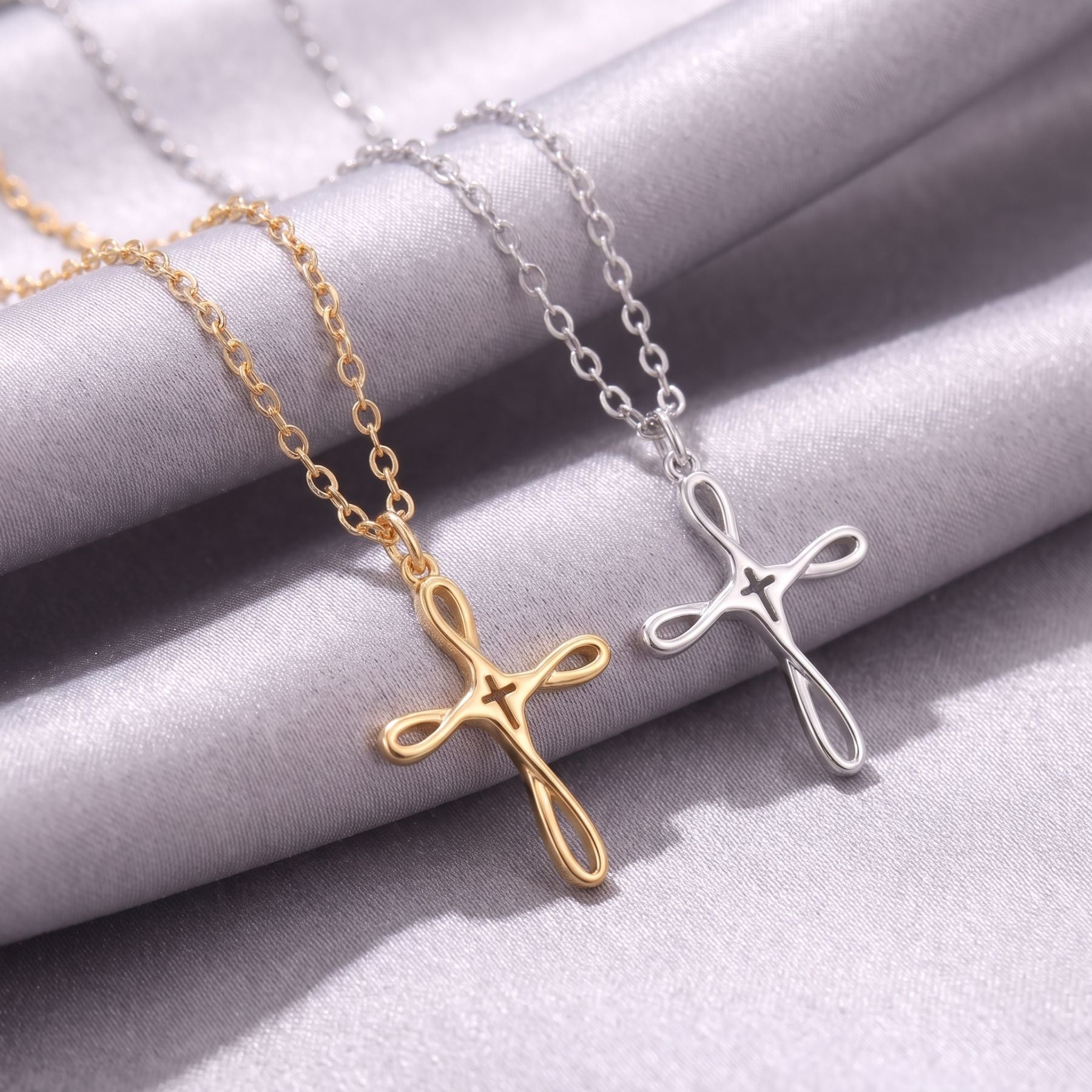 Collier croix infini pour femme, en argent 925, style minimaliste