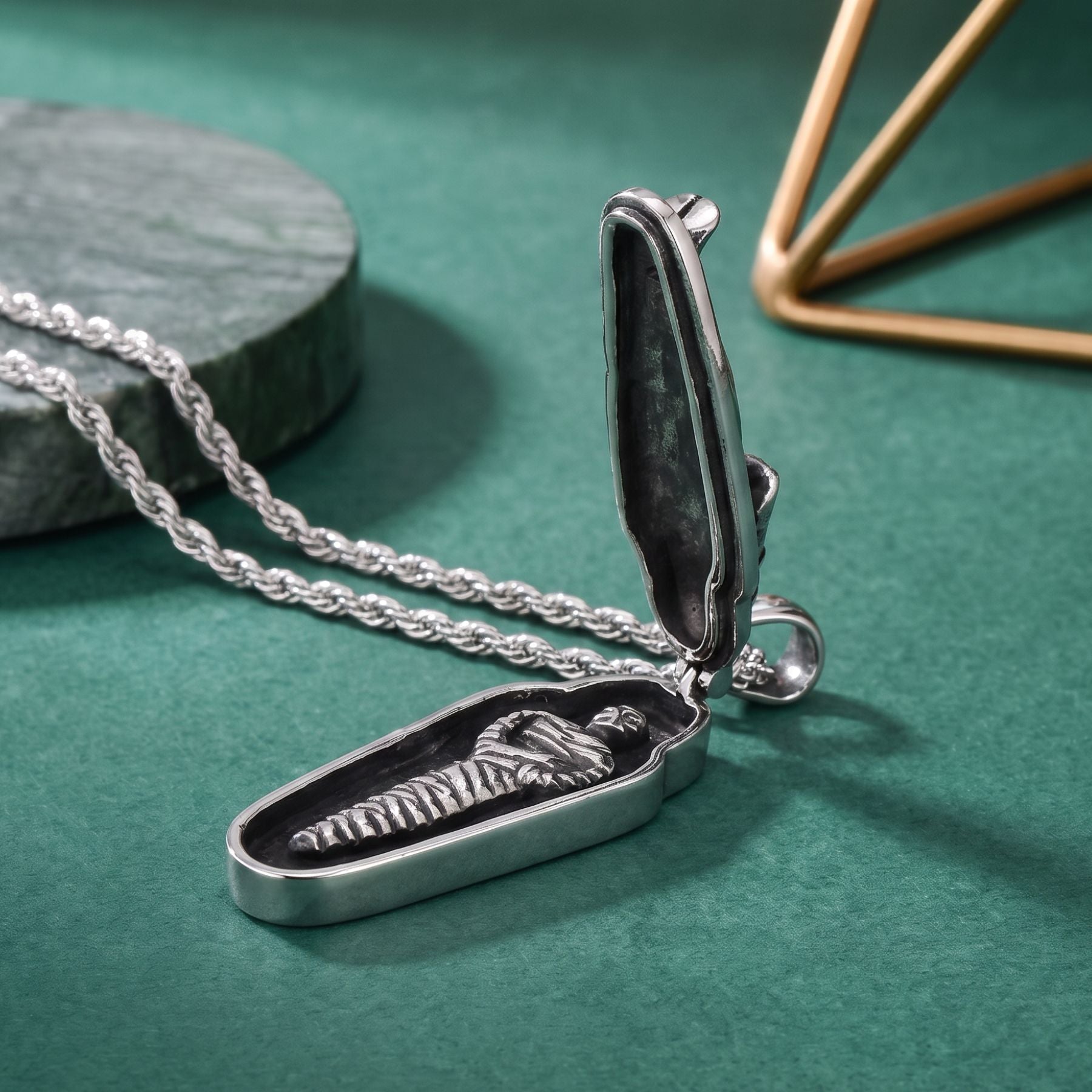 Collier égyptien pour homme, en acier inoxydable, pendentif avec momie égyptienne