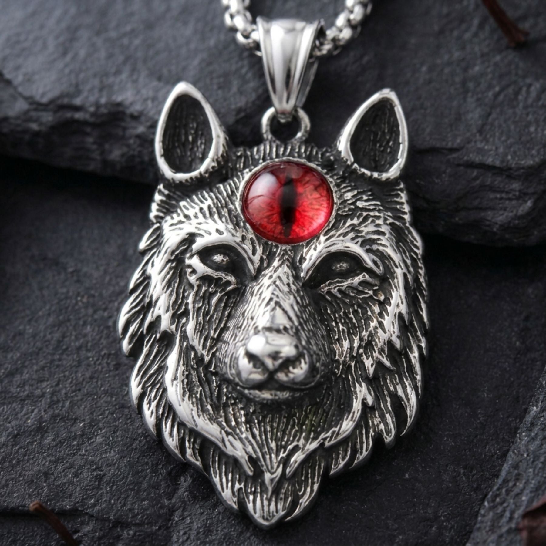 Collar con cabeza de lobo para hombre, de acero inoxidable, estilo gótico