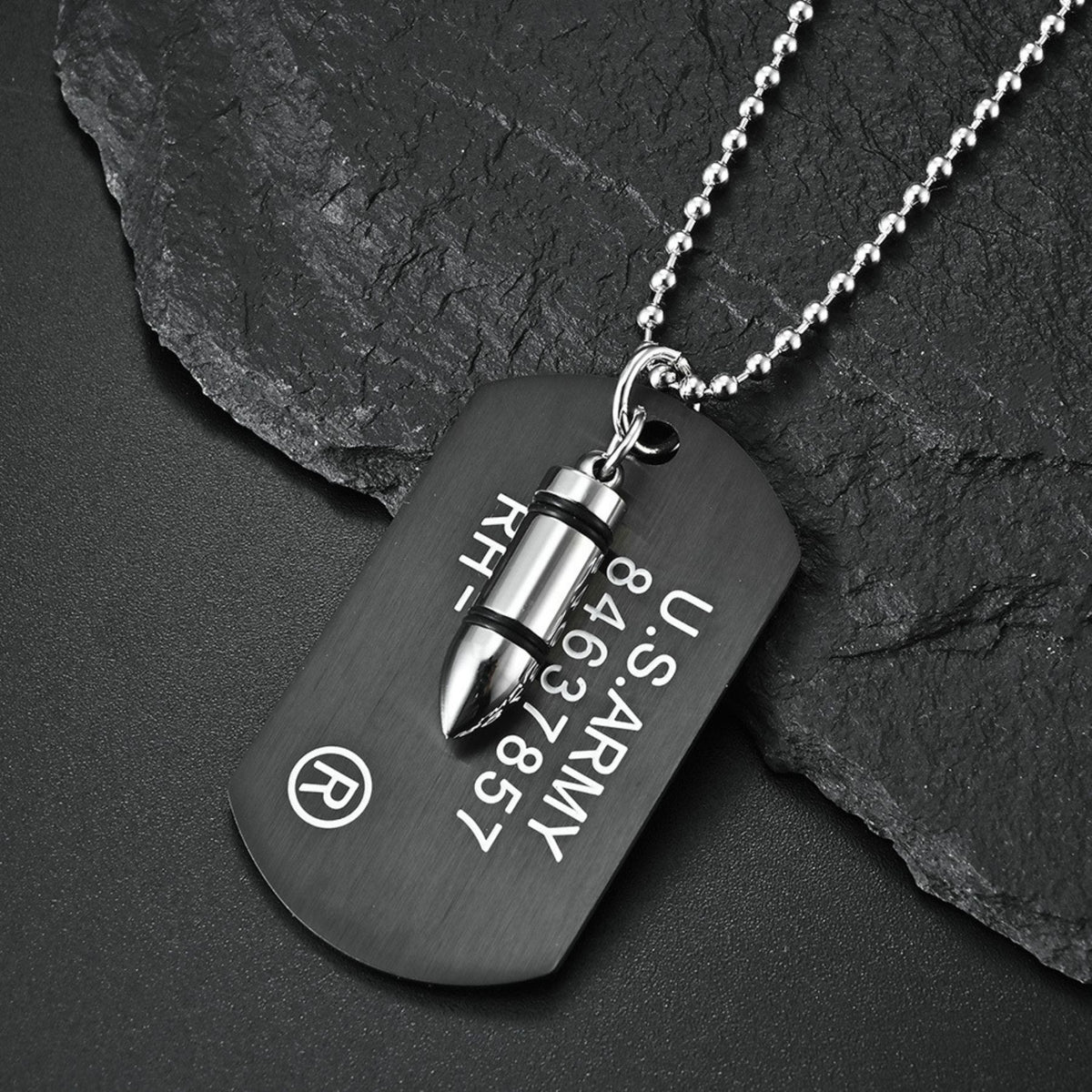 Collier plaque militaire U.S. ARMY pour homme, en acier titane, pendentif cartouche et inscription américaine, chaîne à billes