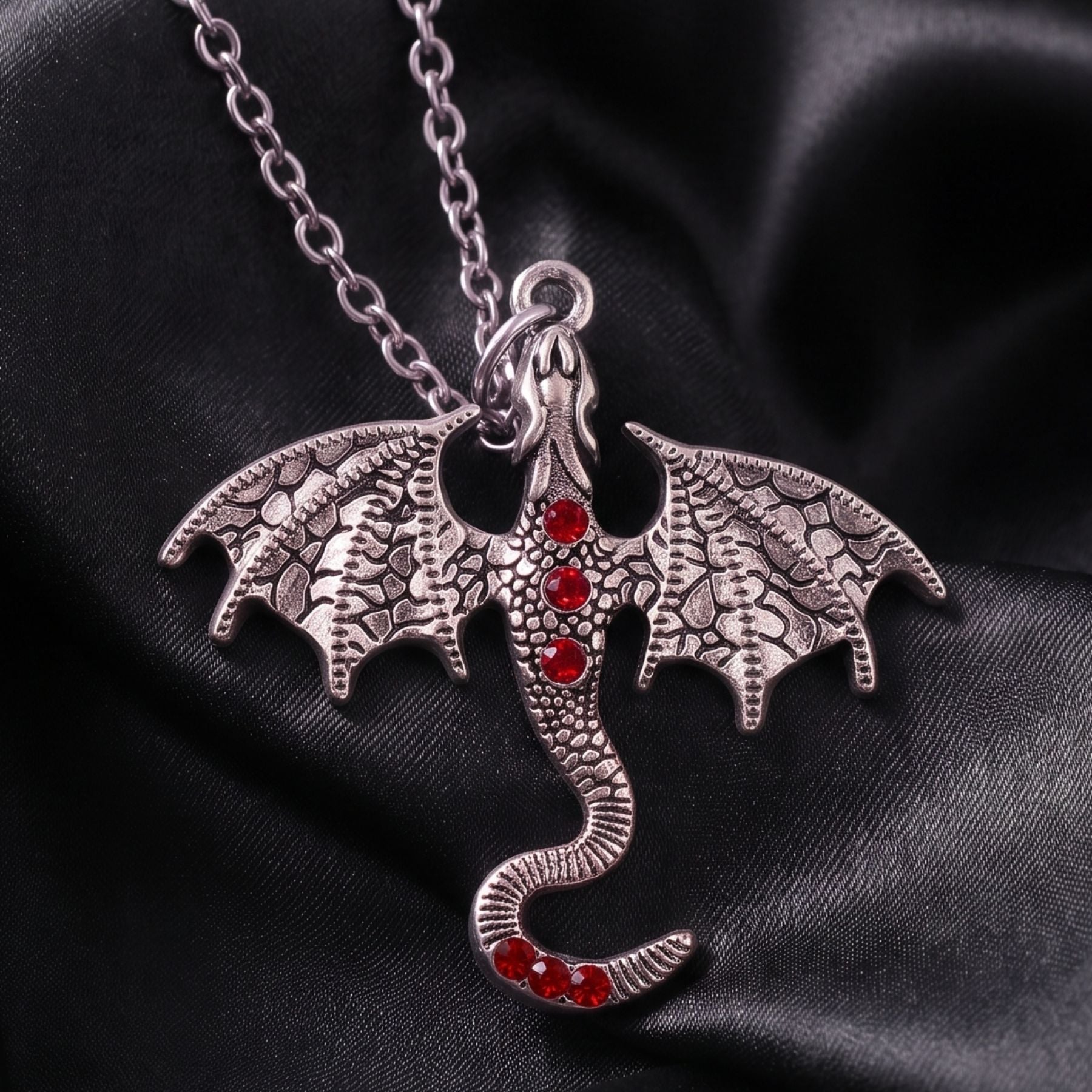 Collier dragon pour femme, en alliage de zinc argenté, avec cristal