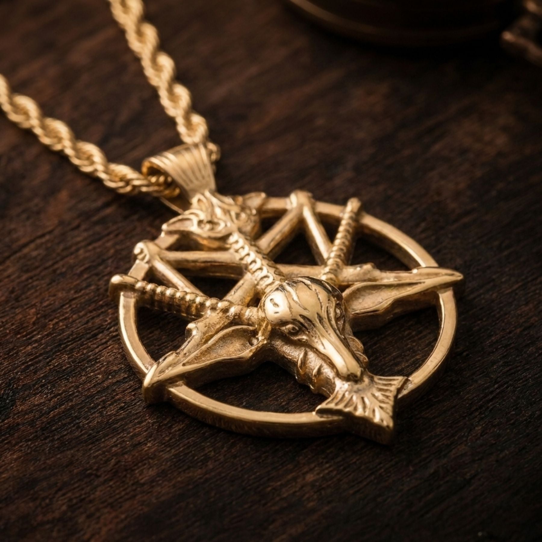 Collier baphomet satanique unisexe, en acier inoxydable doré, style gothique
