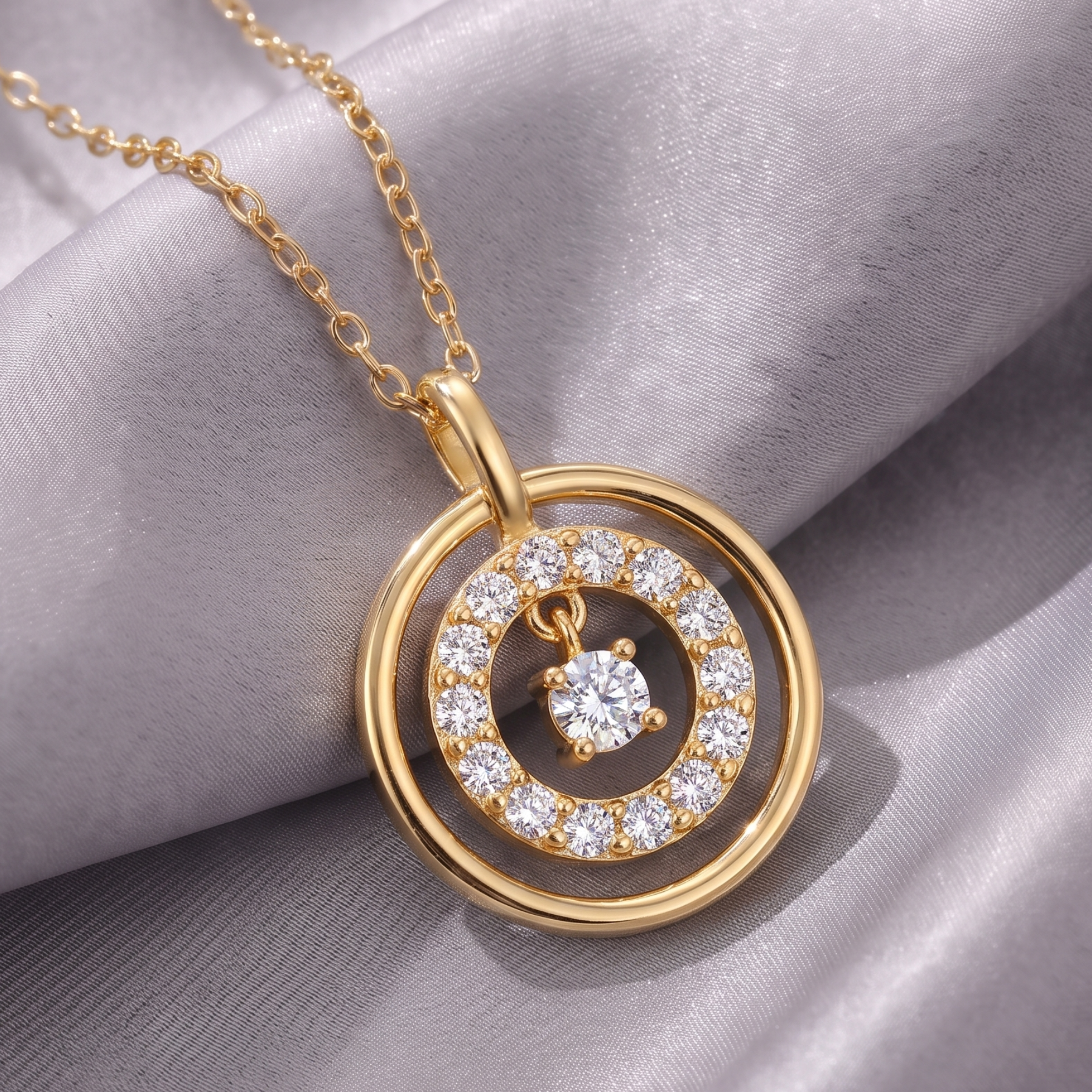 Collier pendentif circulaire  pour femme, en argent 925, style élégant