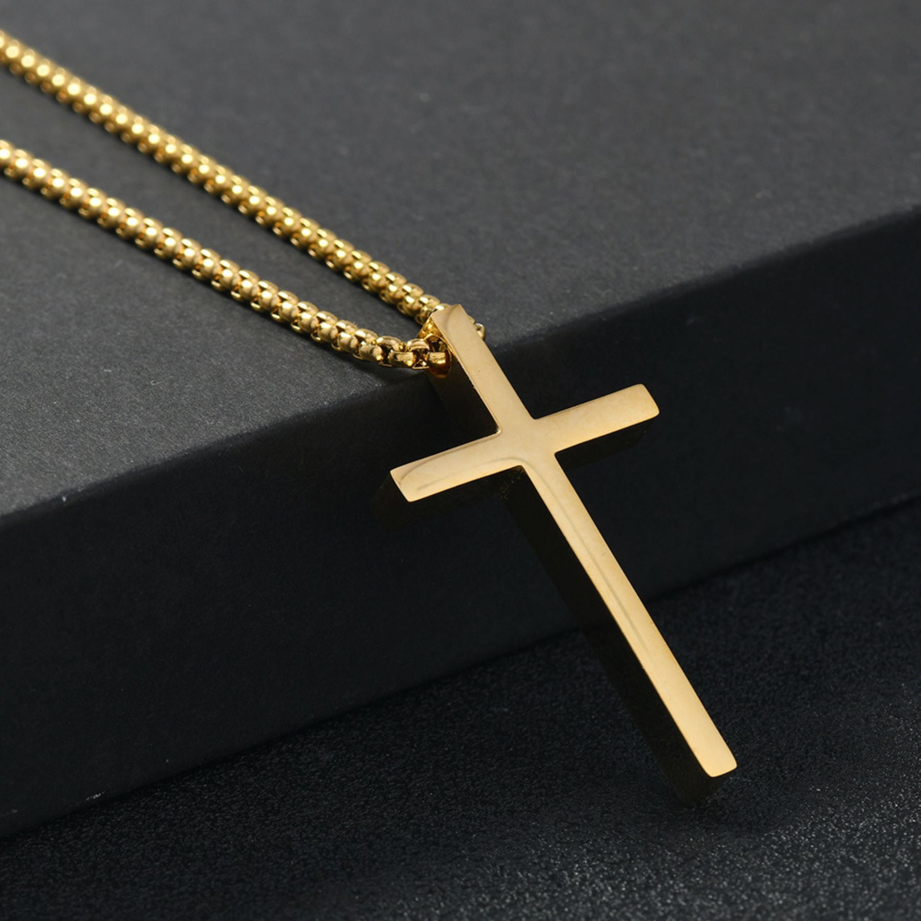 Collier pendentif croix lisse pour homme, en acier inoxydable, style minimaliste