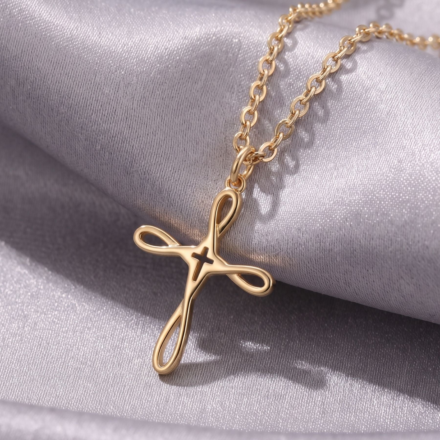 Collier croix infini pour femme, en argent 925, style minimaliste