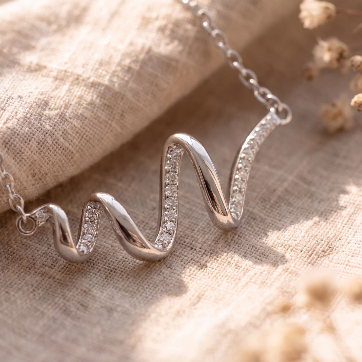 Collier pendentif ondulé pour femme, en argent 925, design moderne et raffiné