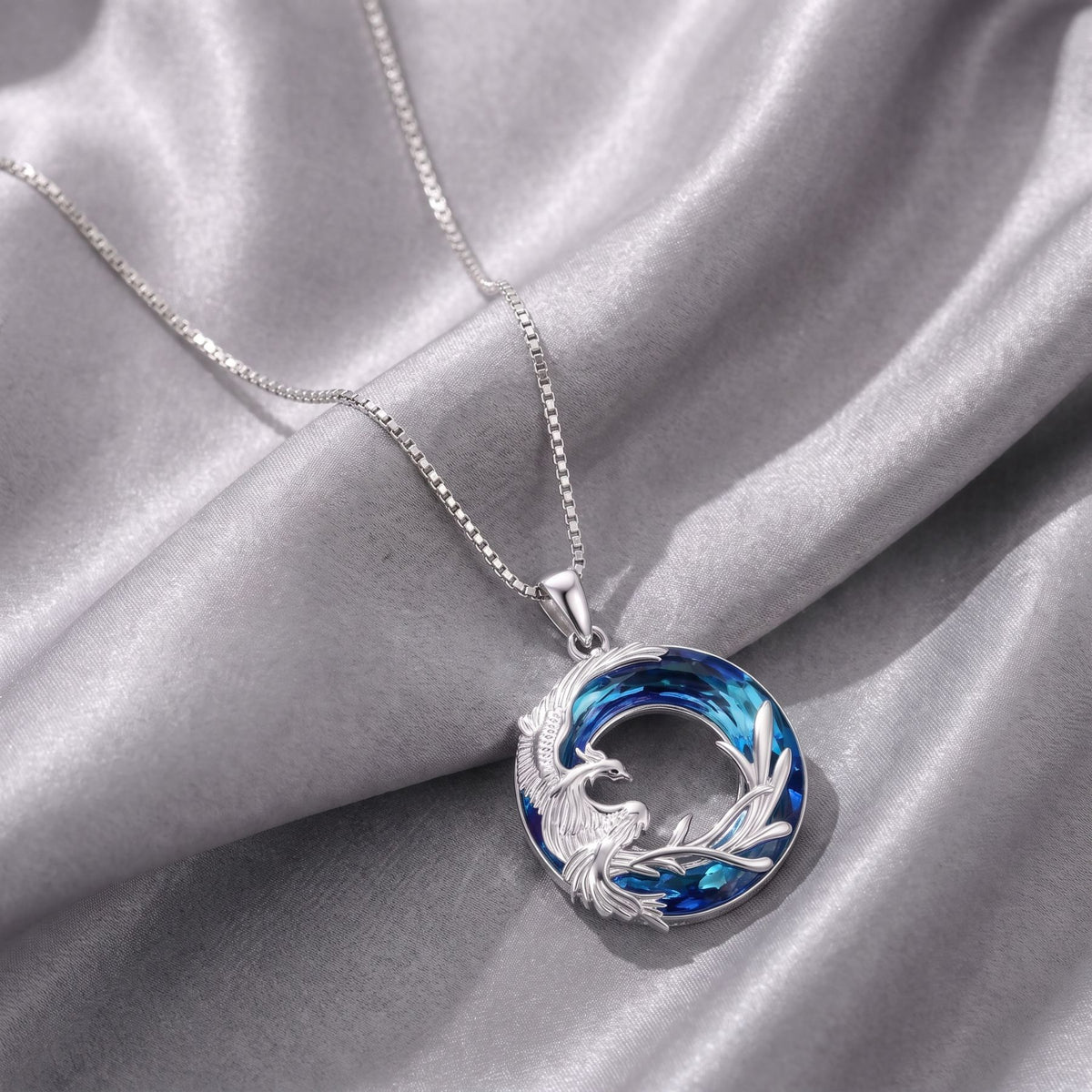 Collier phénix pour femme, en argent 925, avec pendentif cristal, style élégant
