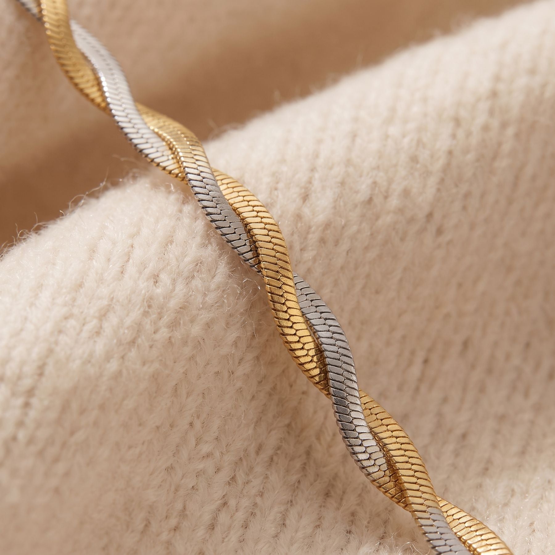 Collier serpent tressée pour femme, en acier inoxydable, style tendance
