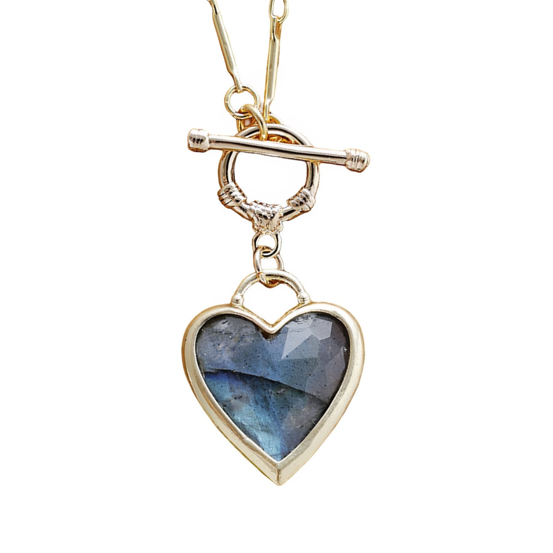 Collier romantique en pierres naturelles, pendentif cœur doré pour femme, style bohème